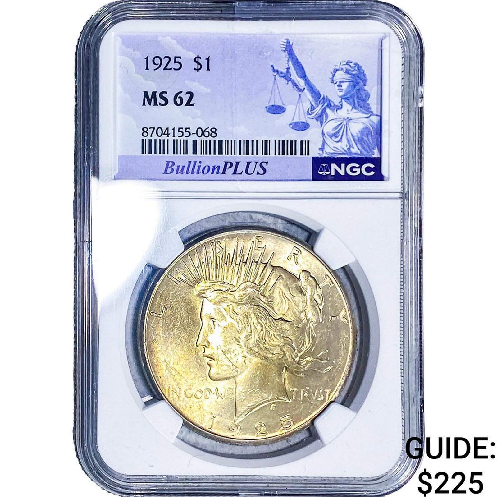 1925 Silver Peace Dollar NGC MS62: 1925 Silver Peace Dollar NGC MS62