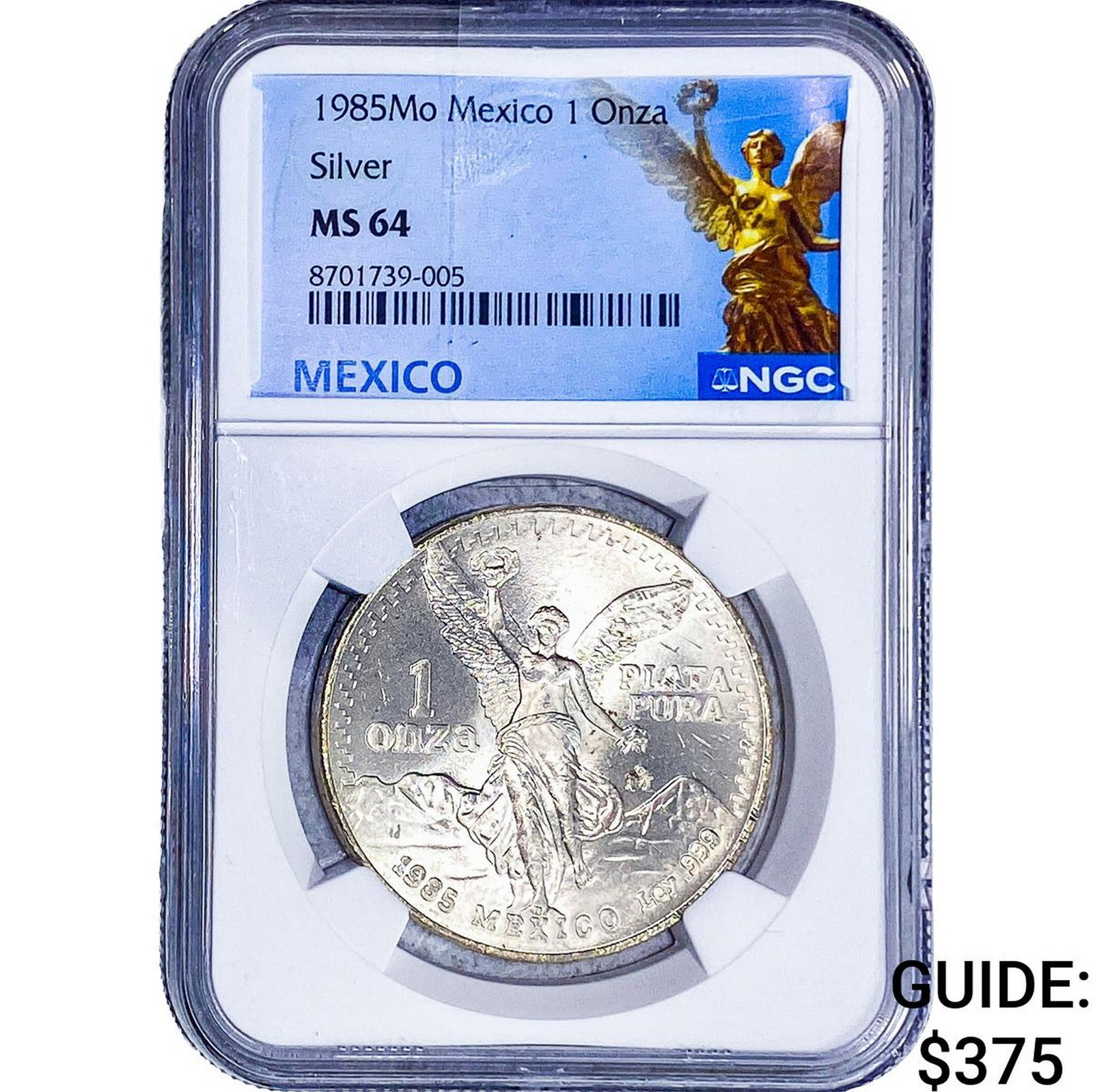 1985Mo NGC MS64 Mexico Silver 1 Onza: 1985Mo NGC MS64 Mexico Silver 1 Onza
