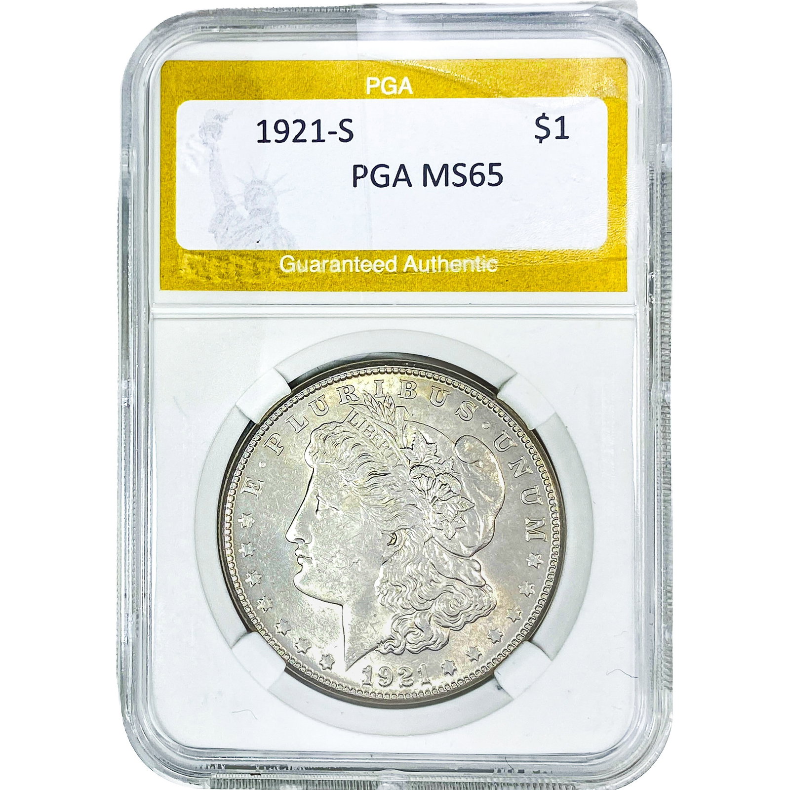 1921-S Morgan Silver Dollar PGA MS65: 1921-S Morgan Silver Dollar PGA MS65