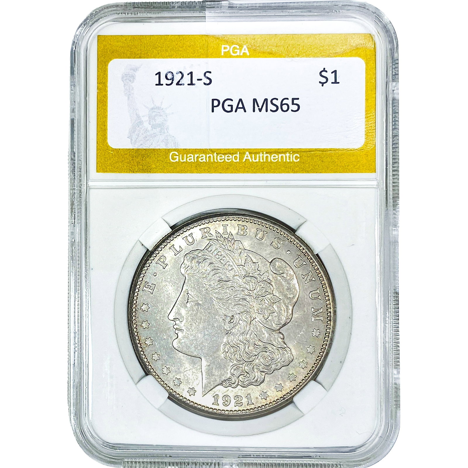1921-S Morgan Silver Dollar PGA MS65: 1921-S Morgan Silver Dollar PGA MS65