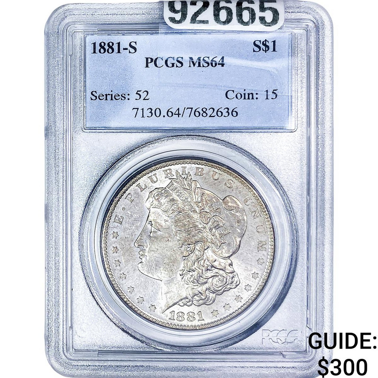 1881-S Morgan Silver Dollar PCGS MS64: 1881-S Morgan Silver Dollar PCGS MS64