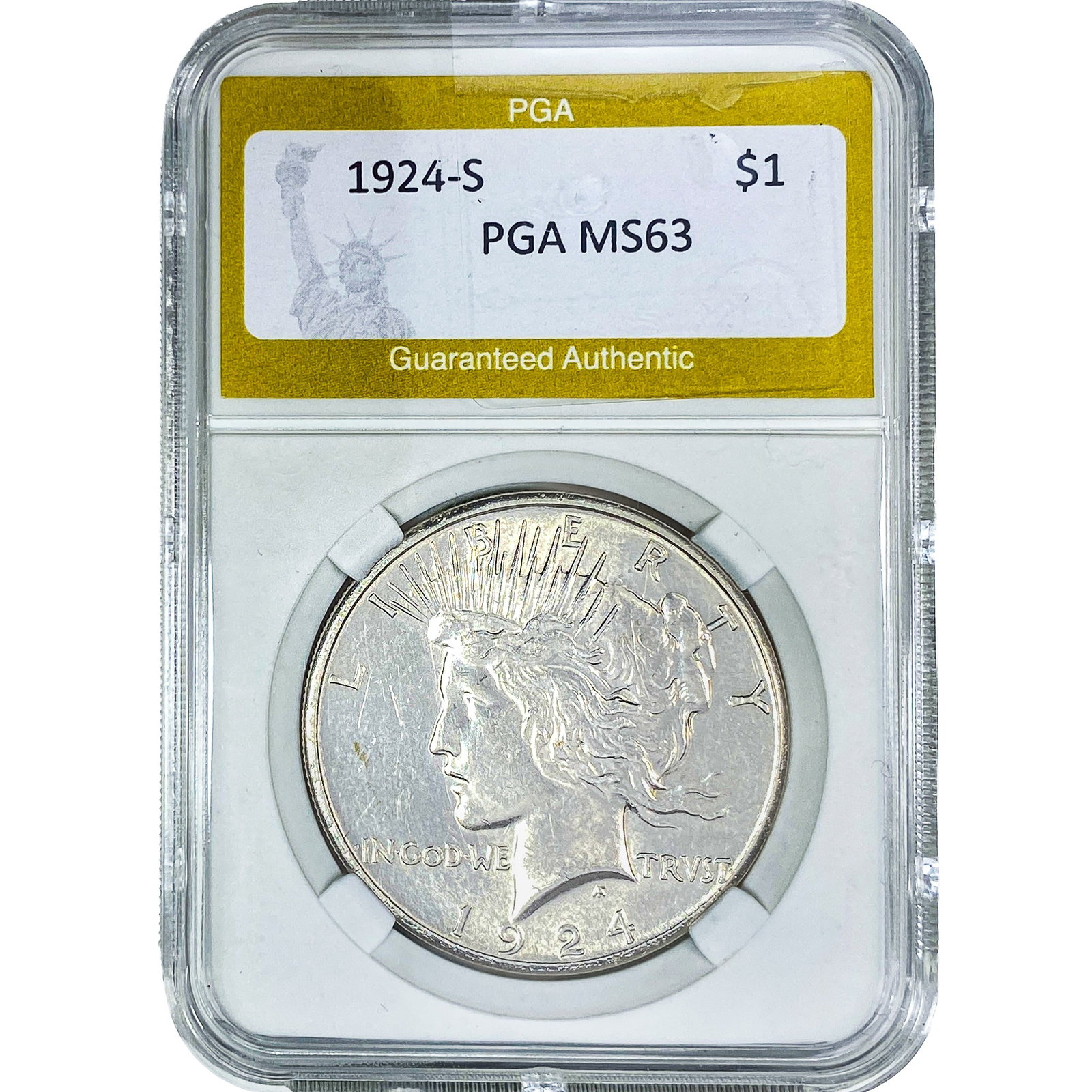 1924-S Morgan Silver Dollar PGA MS63: 1924-S Morgan Silver Dollar PGA MS63