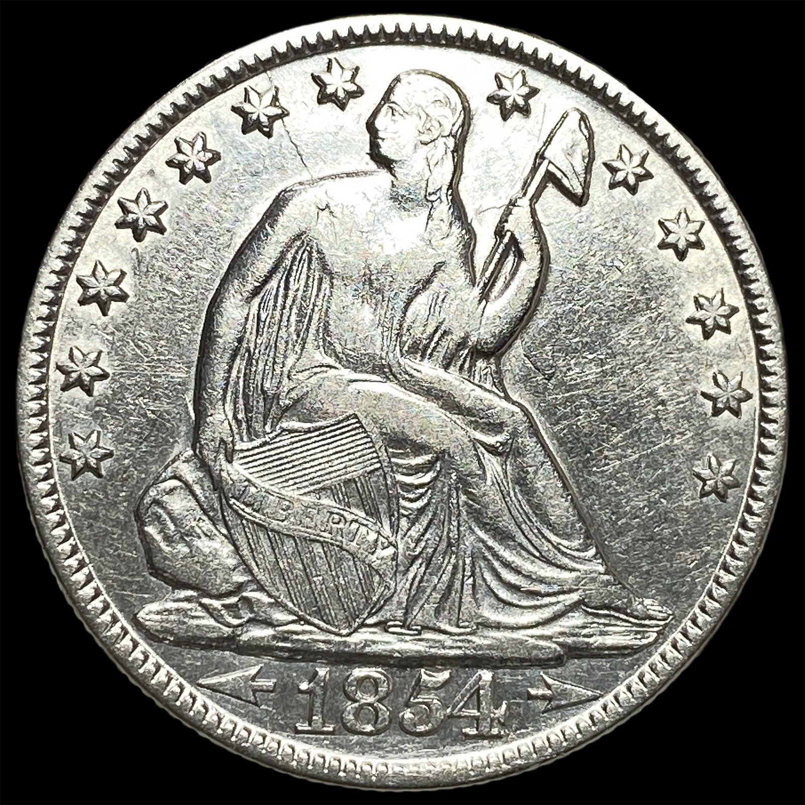 1854-O Silver Seated Liberty Half Dollar CHOICE AU: 1854-O Silver Seated Liberty Half Dollar CHOICE AU
