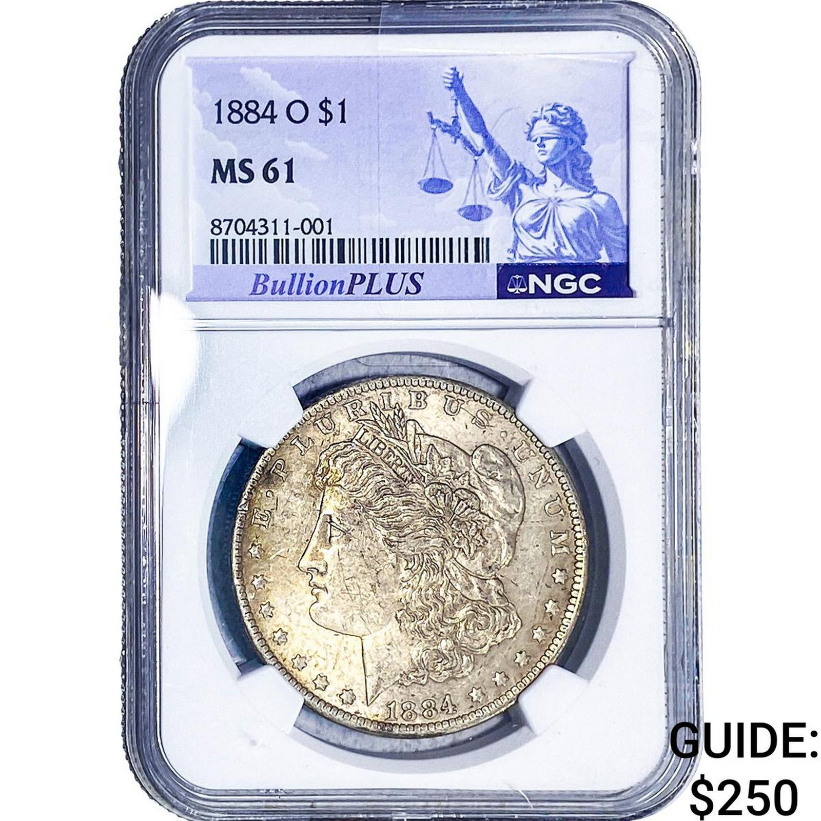 1884-O Morgan Silver Dollar NGC MS61: 1884-O Morgan Silver Dollar NGC MS61