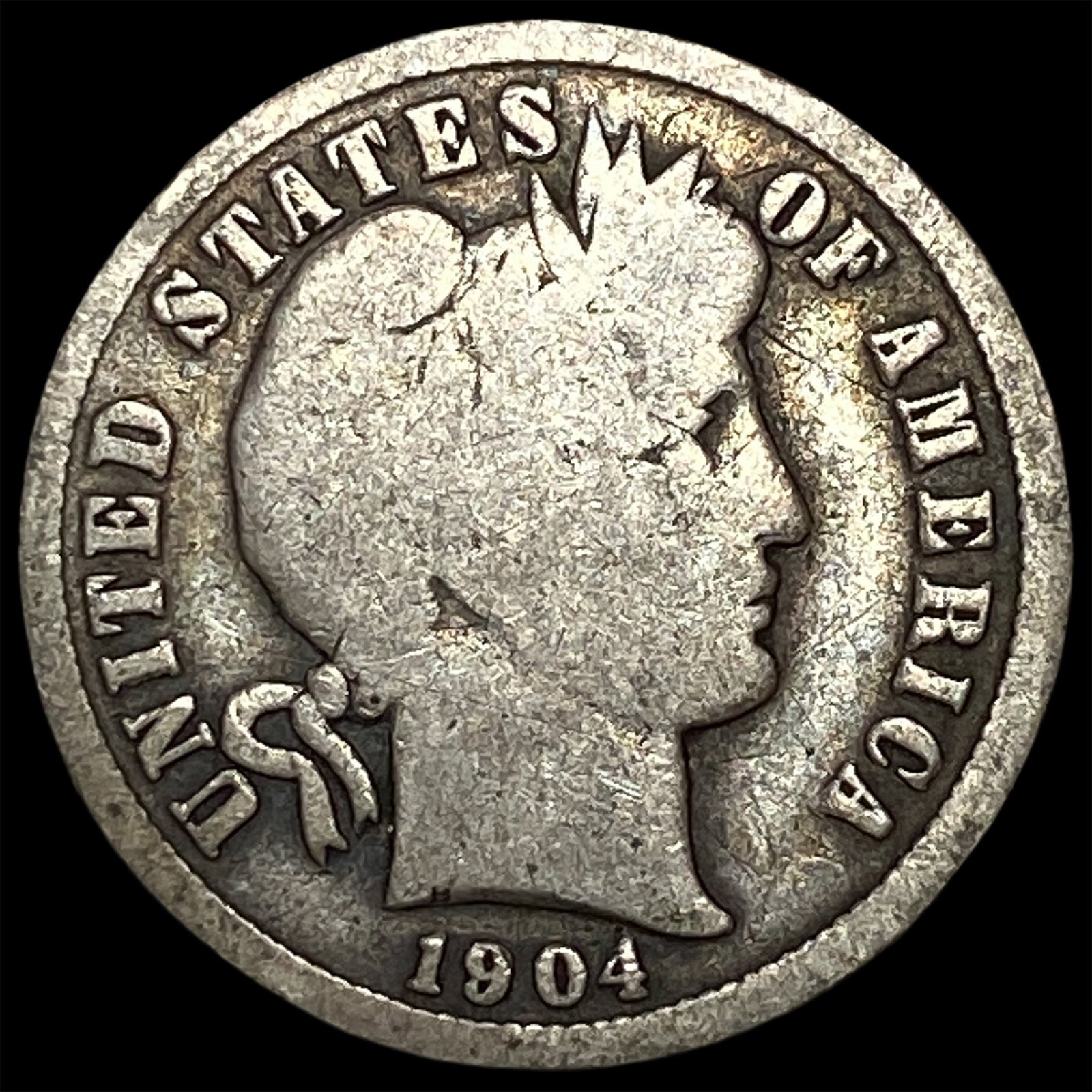1904-S Silver Barber Dime LIGHTLY CIRCULATED: 1904-S Silver Barber Dime LIGHTLY CIRCULATED