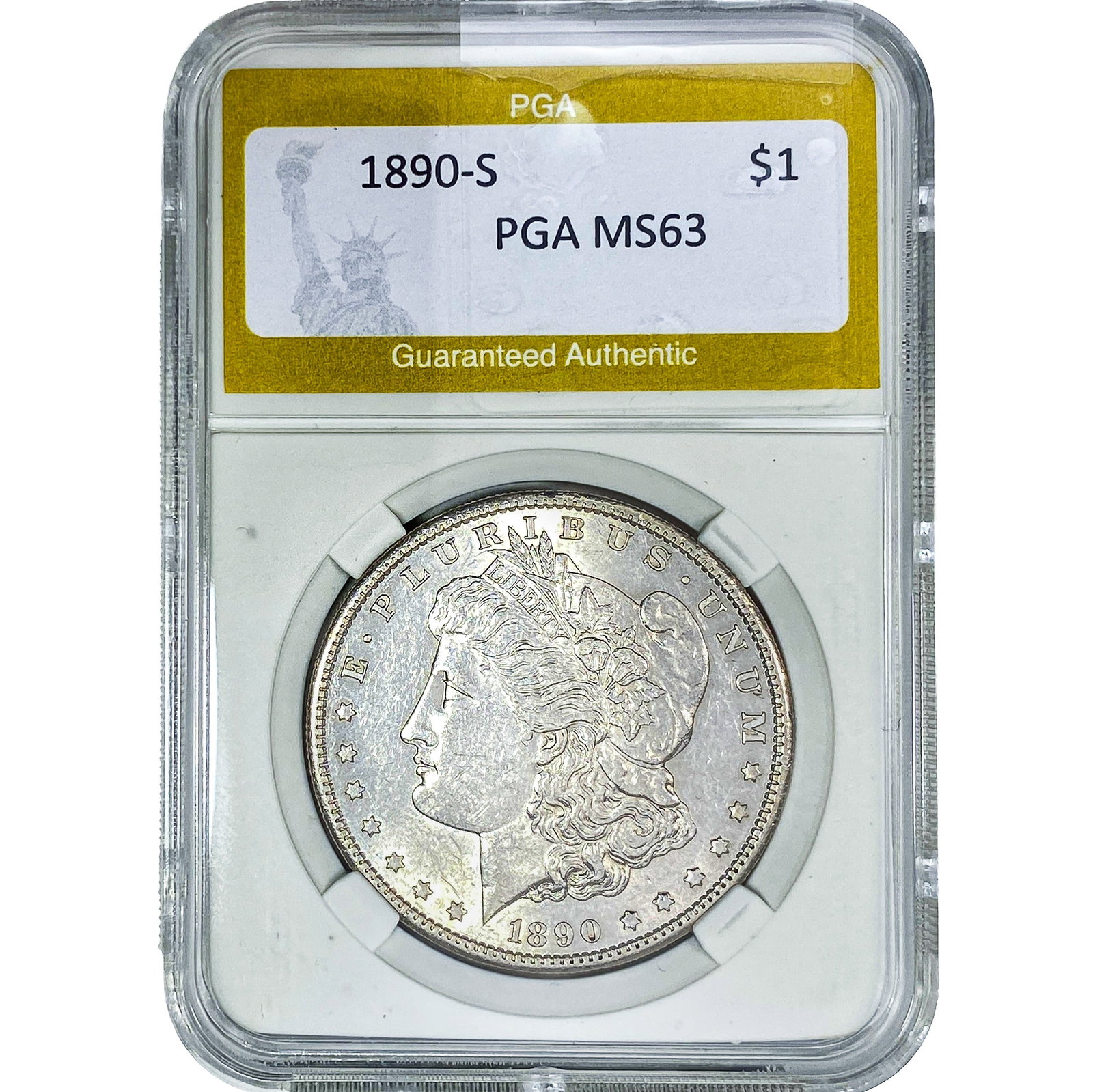 1890-S Morgan Silver Dollar PGA MS63: 1890-S Morgan Silver Dollar PGA MS63
