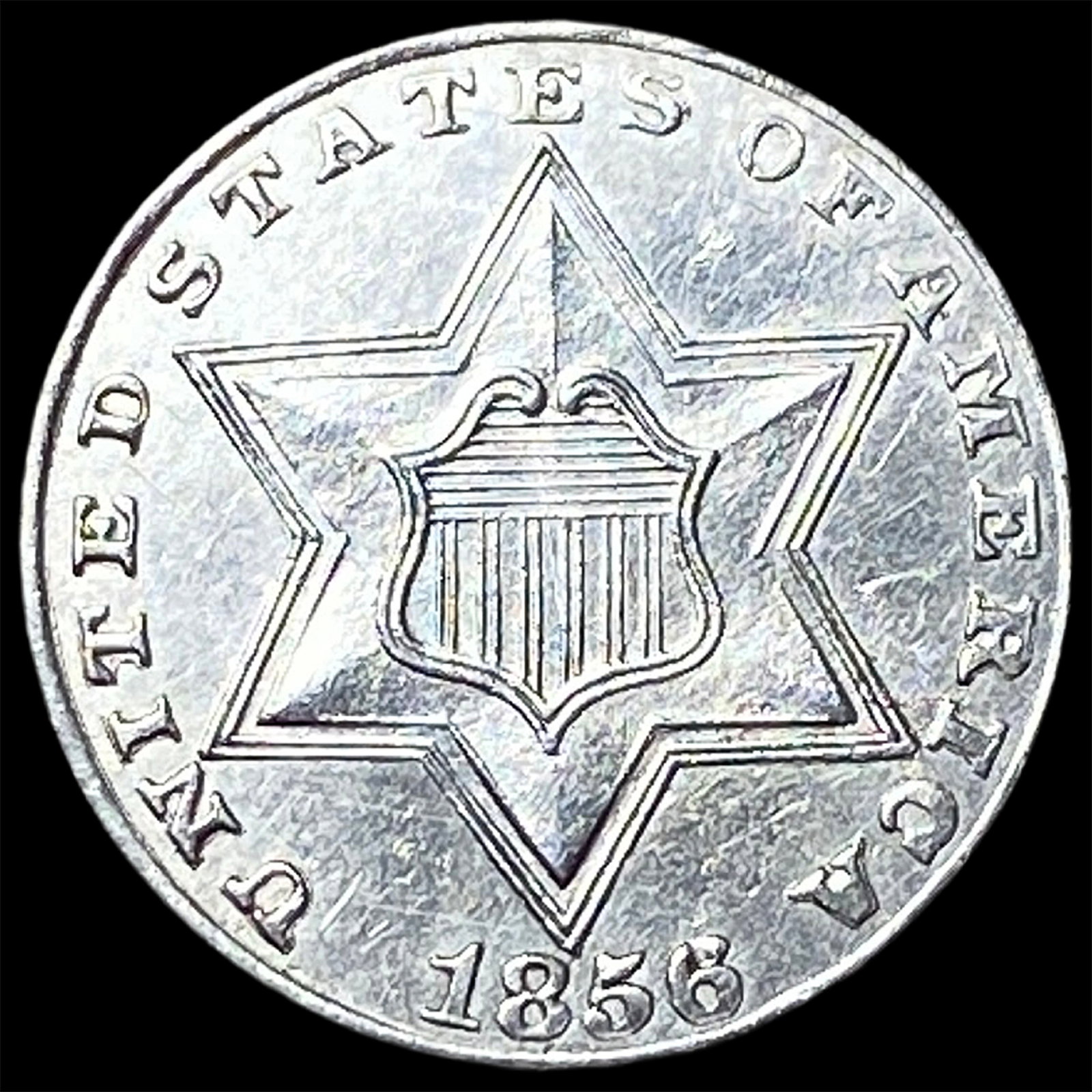 1856 Silver Three-Cent Piece CHOICE BU: 1856 Silver Three-Cent Piece CHOICE BU
