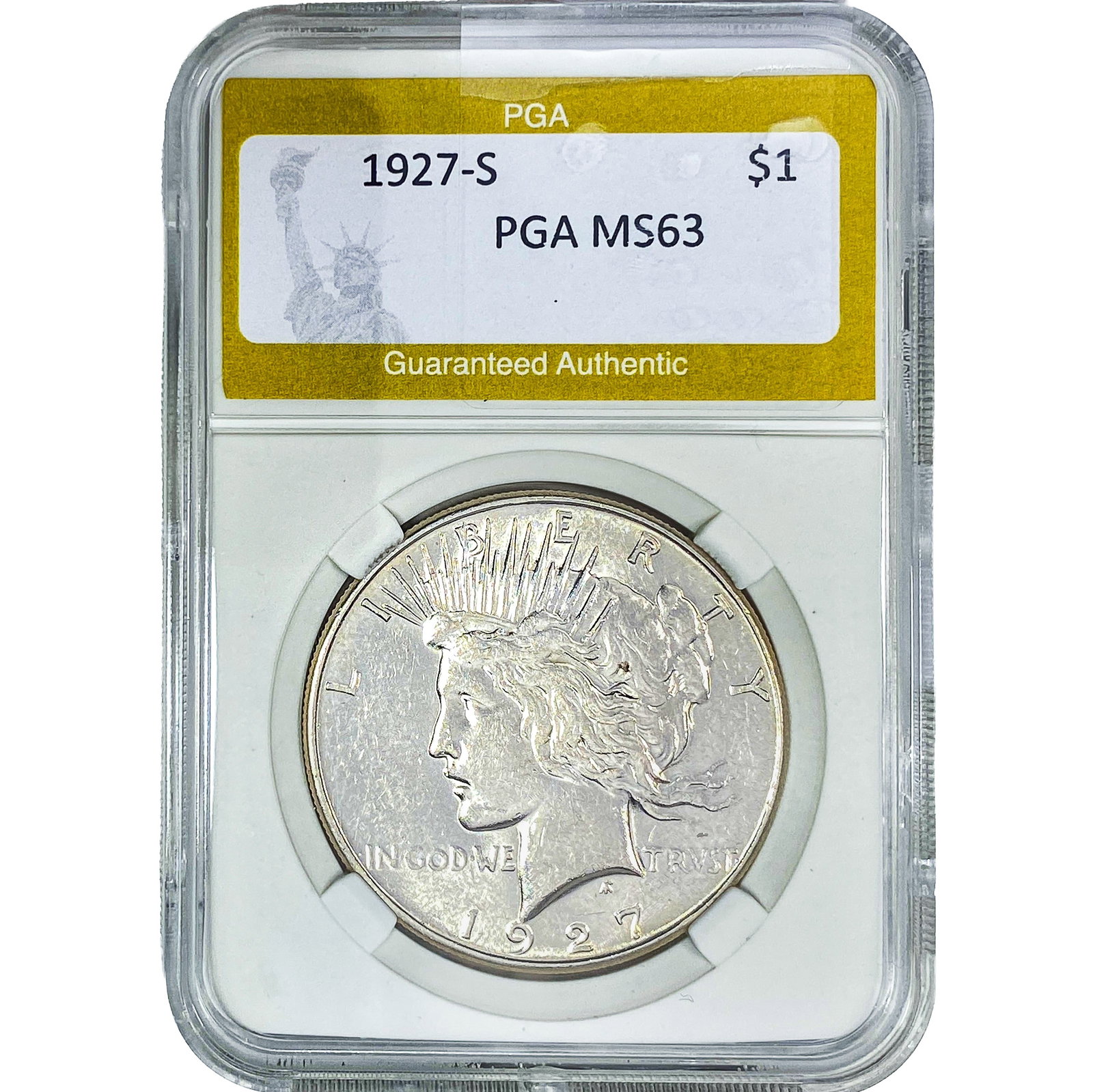 1927-S Morgan Silver Dollar PGA MS63: 1927-S Morgan Silver Dollar PGA MS63