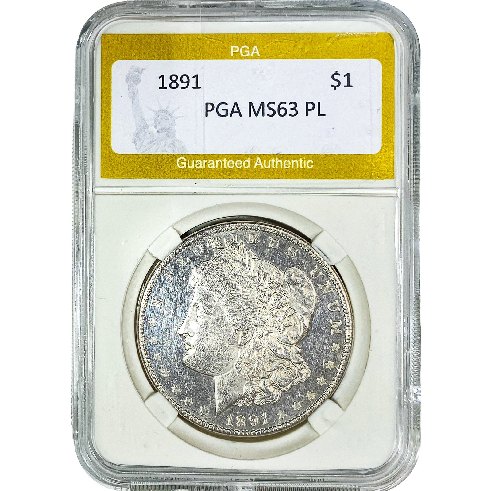 1891 Morgan Silver Dollar PGA MS63 PL: 1891 Morgan Silver Dollar PGA MS63 PL