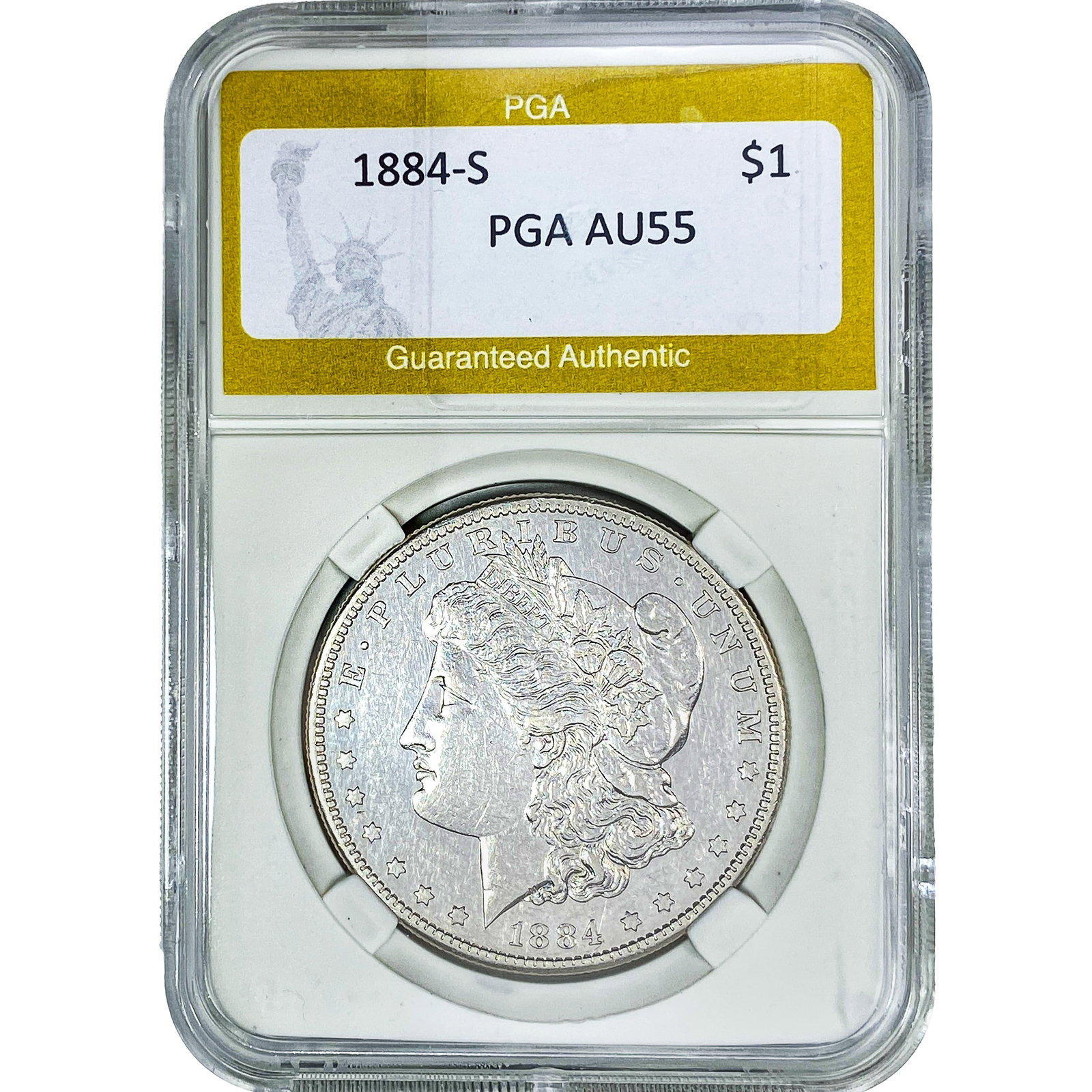 1884-S Morgan Silver Dollar PGA AU55: 1884-S Morgan Silver Dollar PGA AU55