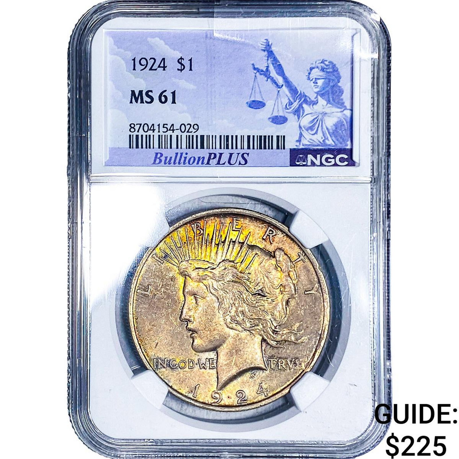 1924 Silver Peace Dollar NGC MS61: 1924 Silver Peace Dollar NGC MS61