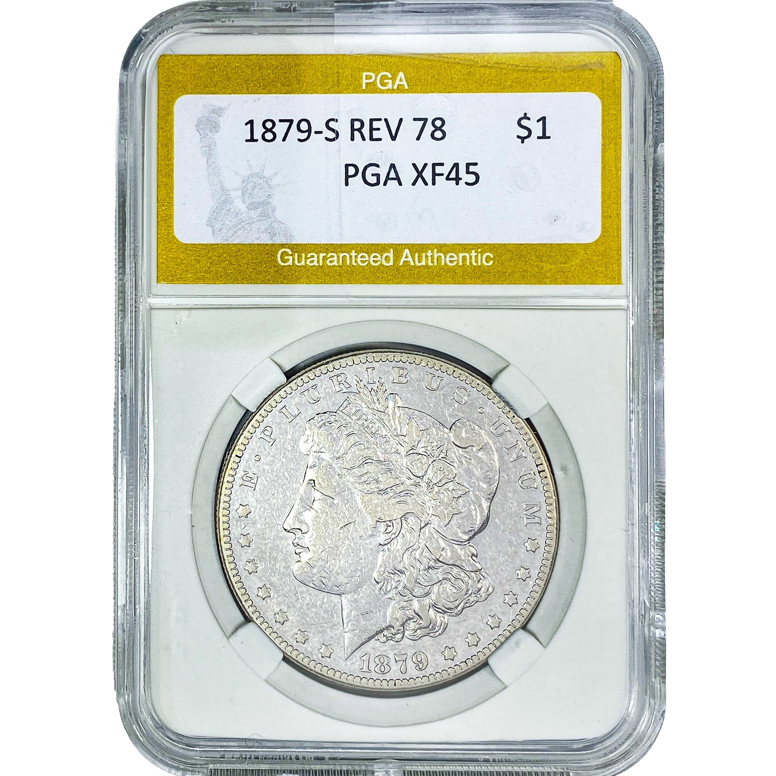 1879-S Rev 78 Morgan Silver Dollar PGA XF45: 1879-S Rev 78 Morgan Silver Dollar PGA XF45