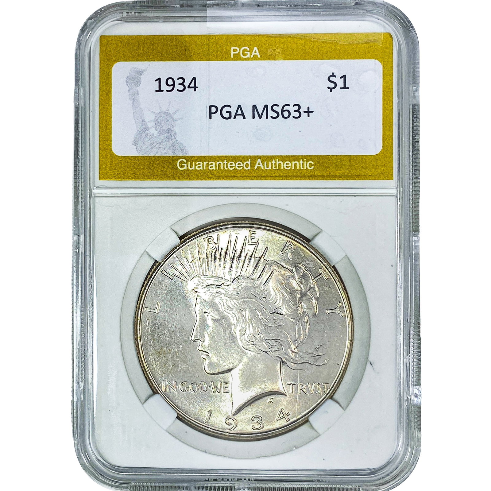 1934 Silver Peace Dollar PGA MS63+: 1934 Silver Peace Dollar PGA MS63+