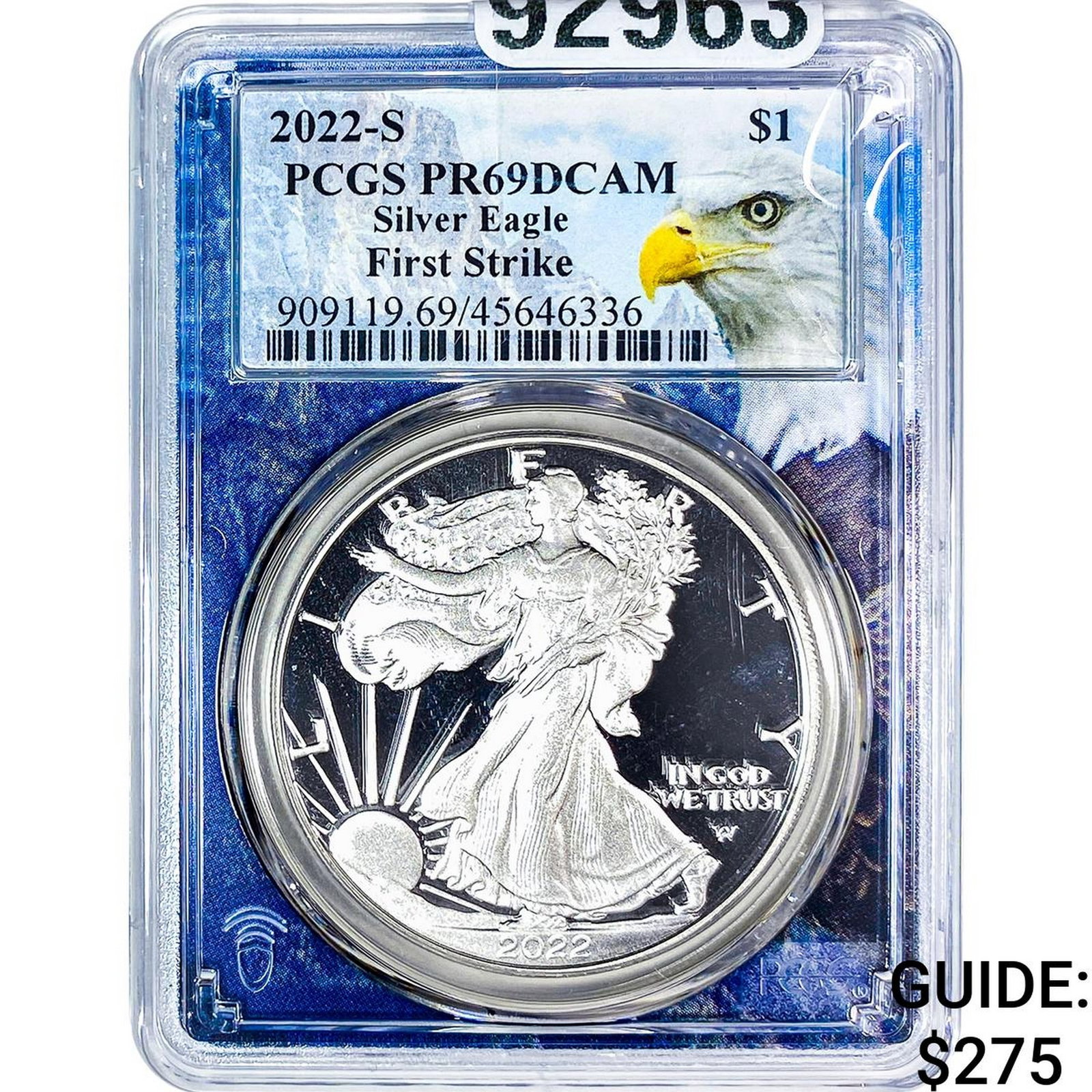 2022-S Silver Eagle PCGS PR69 DCAM: 2022-S Silver Eagle PCGS PR69 DCAM