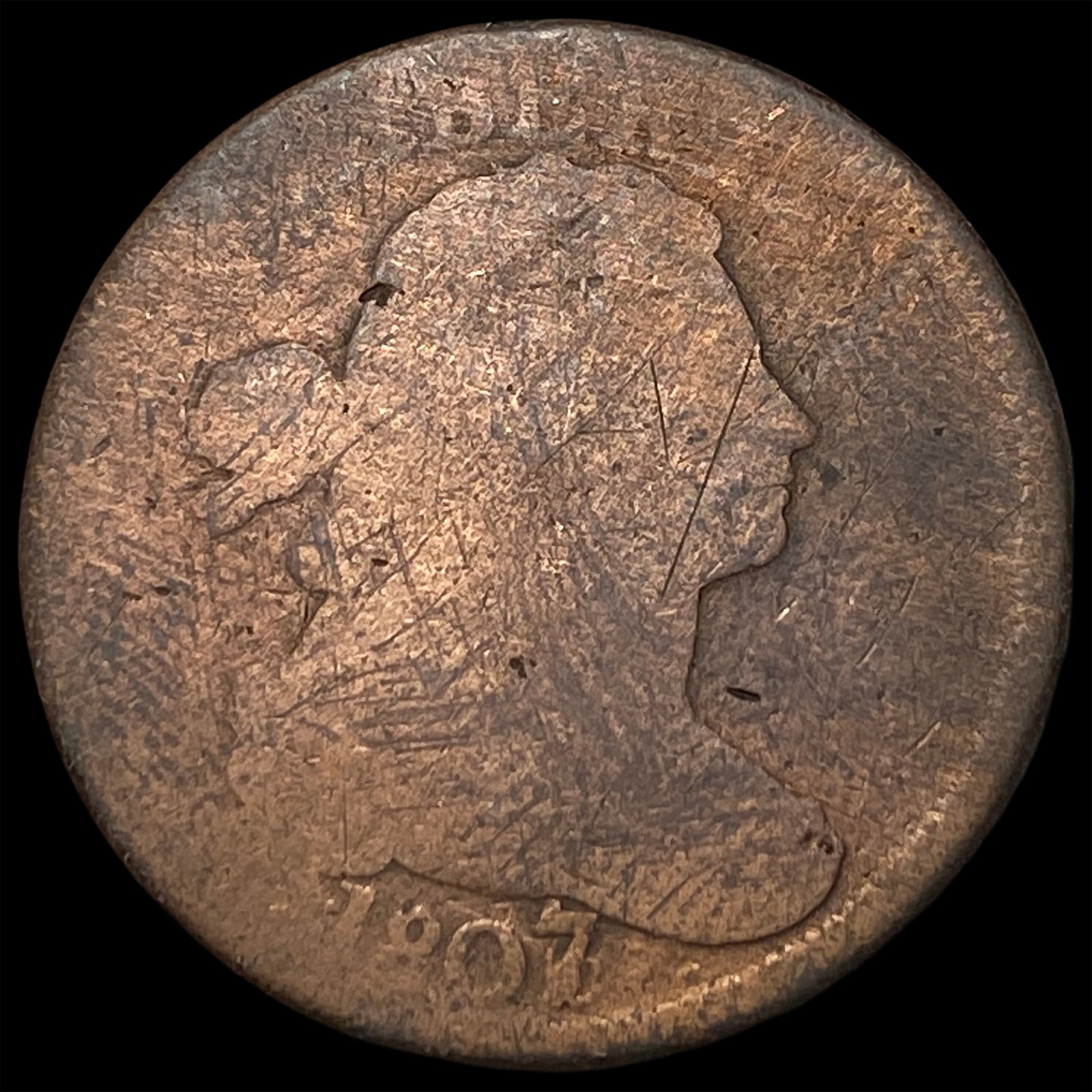 1807/6 Draped Bust Large Cent NICELY CIRCULATED: 1807/6 Draped Bust Large Cent NICELY CIRCULATED