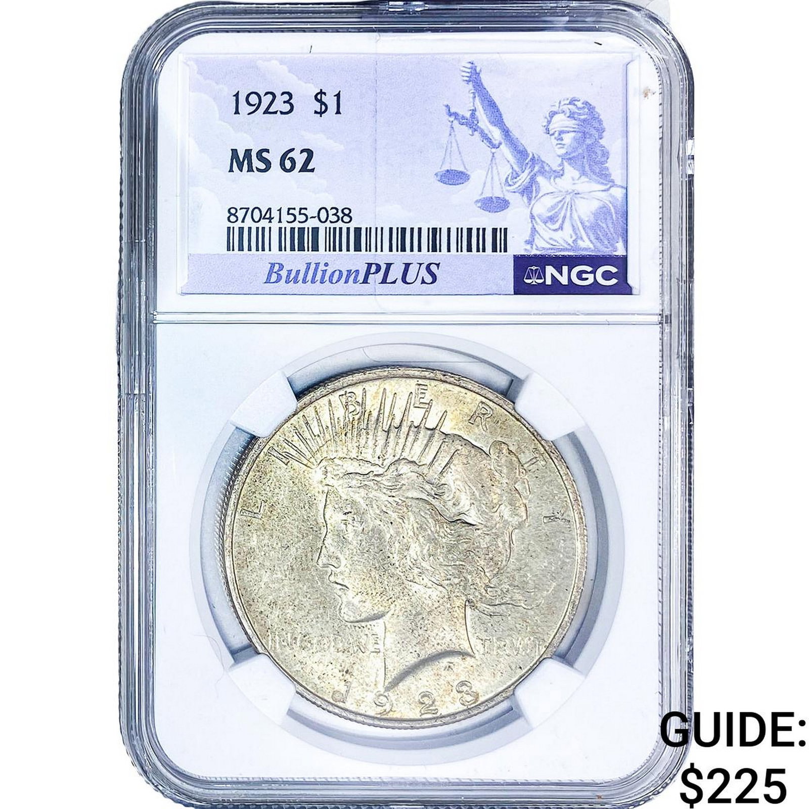 1923 Silver Peace Dollar NGC MS62: 1923 Silver Peace Dollar NGC MS62
