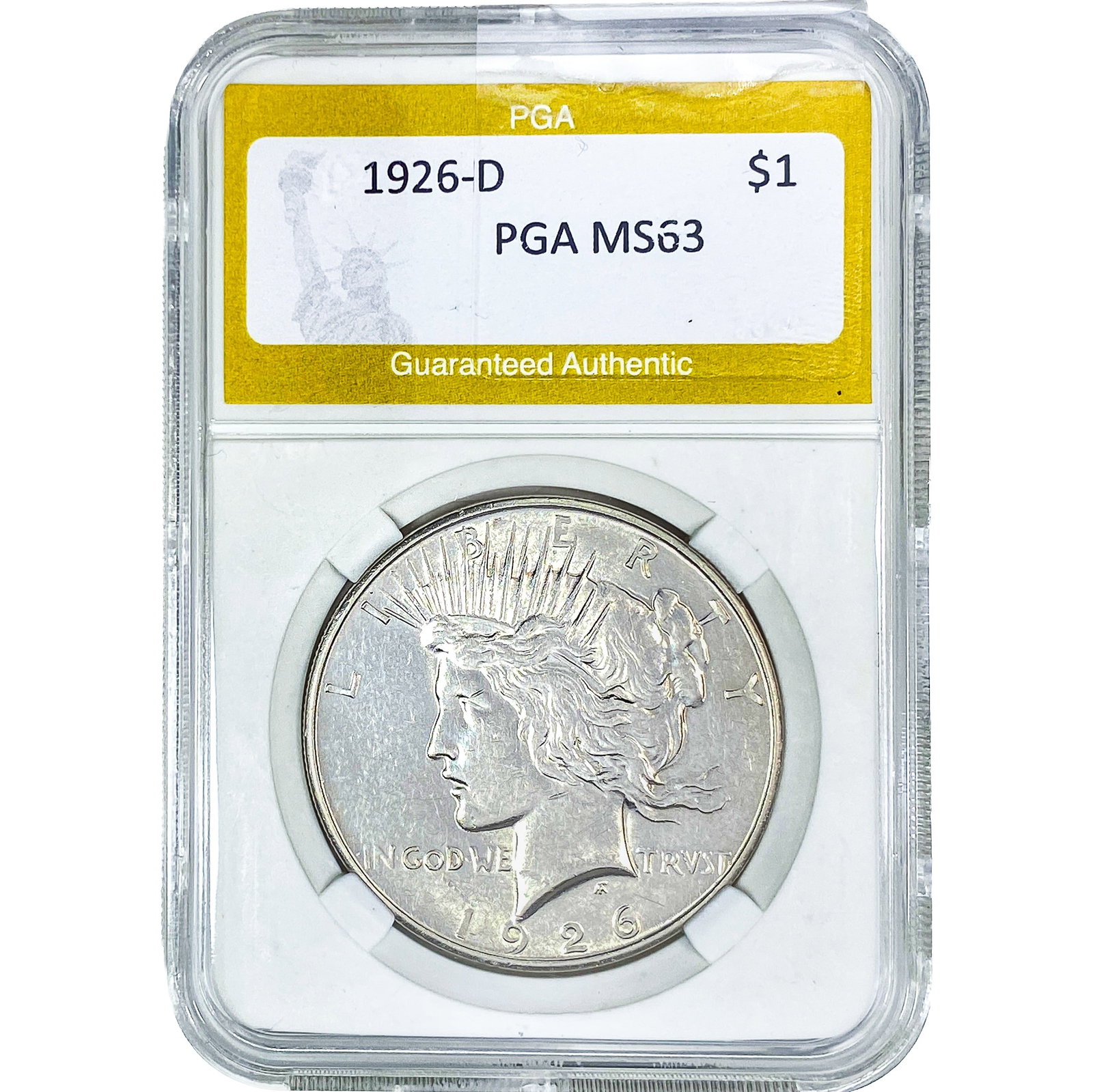 1926-D Silver Peace Dollar PGA MS63: 1926-D Silver Peace Dollar PGA MS63