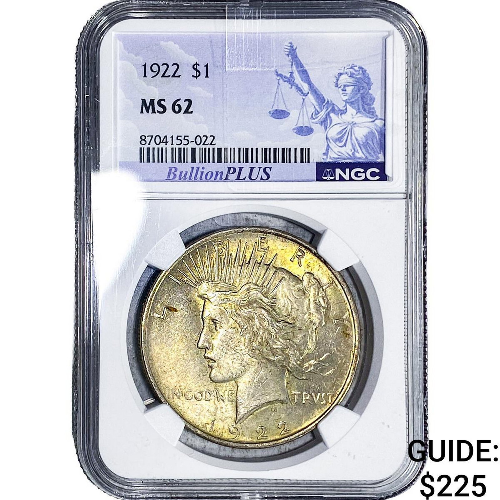 1922 Silver Peace Dollar NGC MS62: 1922 Silver Peace Dollar NGC MS62