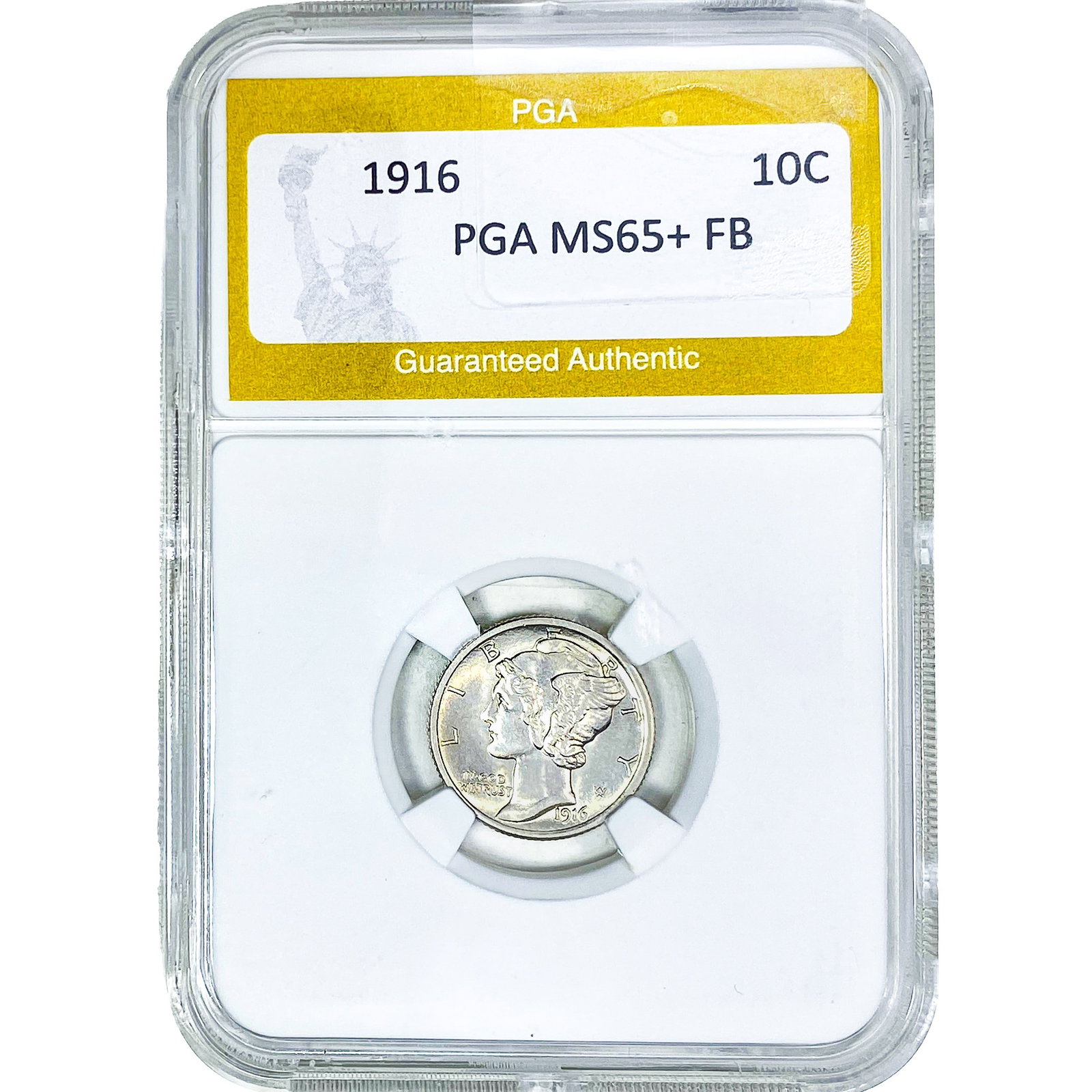 1916 Mercury Silver Dime PGA MS65+ FB: 1916 Mercury Silver Dime PGA MS65+ FB
