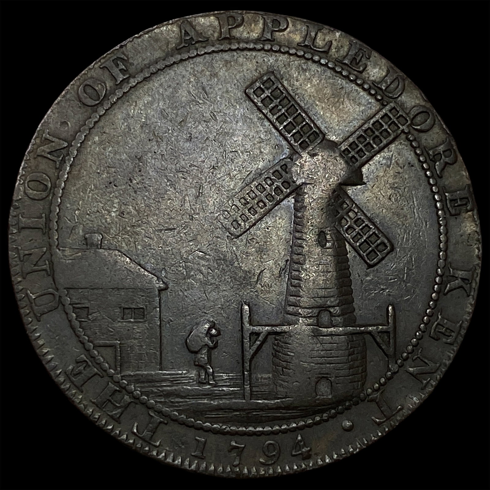 1794 Great Britain Copper 1/2 Penny Token-Appledore: 1794 Great Britain Copper 1/2 Penny Token-Appledore