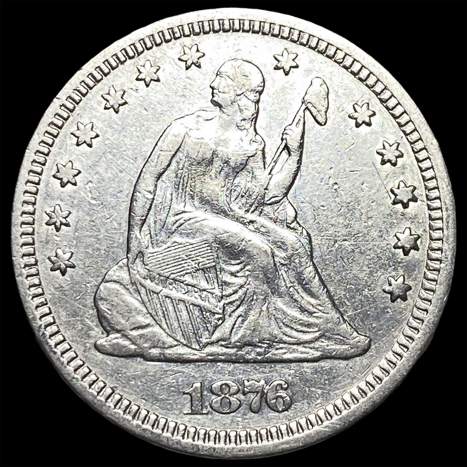1876 Silver Seated Liberty Quarter CLOSELY UNCIRCULATED: 1876 Silver Seated Liberty Quarter CLOSELY UNCIRCULATED