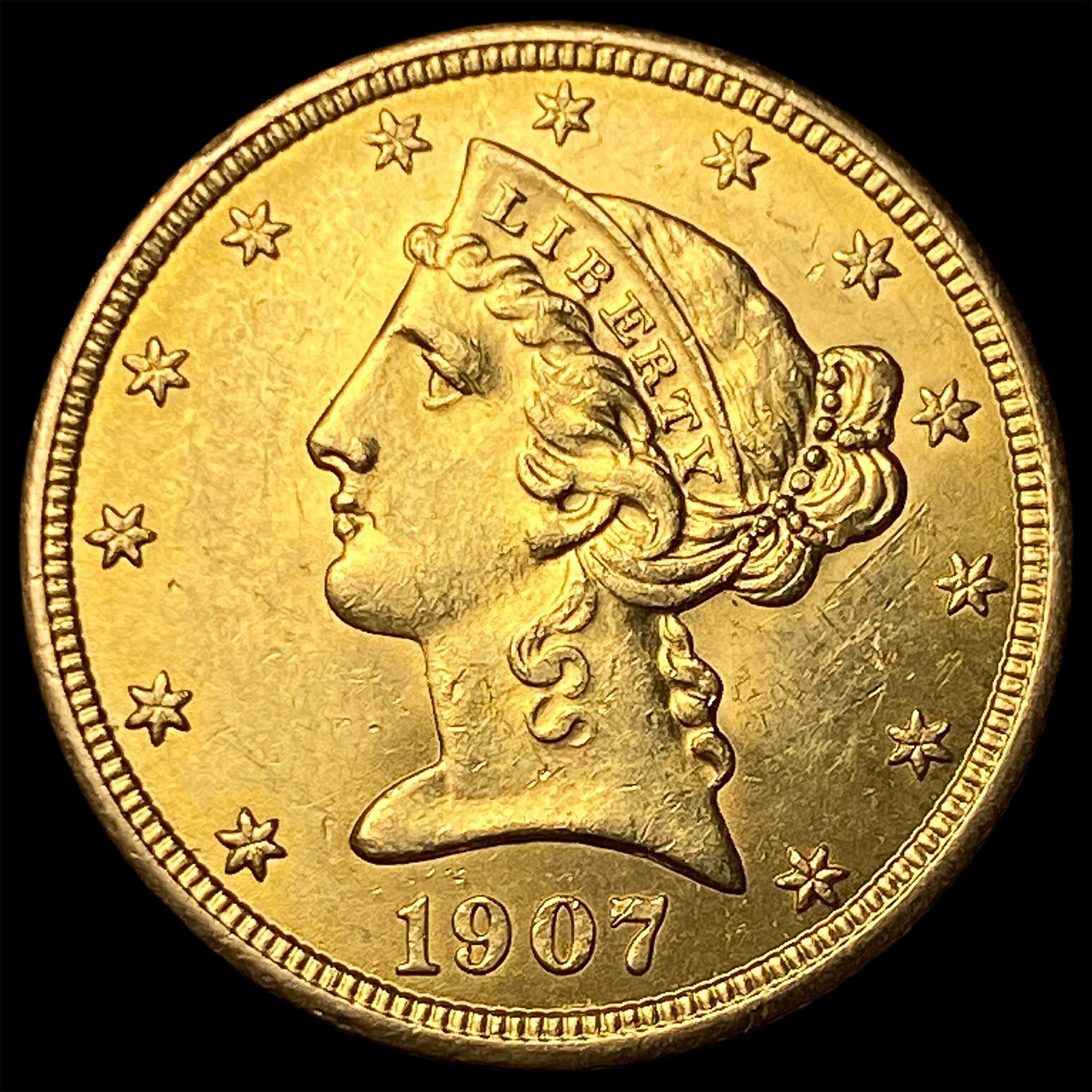 1907 Gold $5 Liberty Head Half Eagle UNCIRCULATED: 1907 Gold $5 Liberty Head Half Eagle UNCIRCULATED