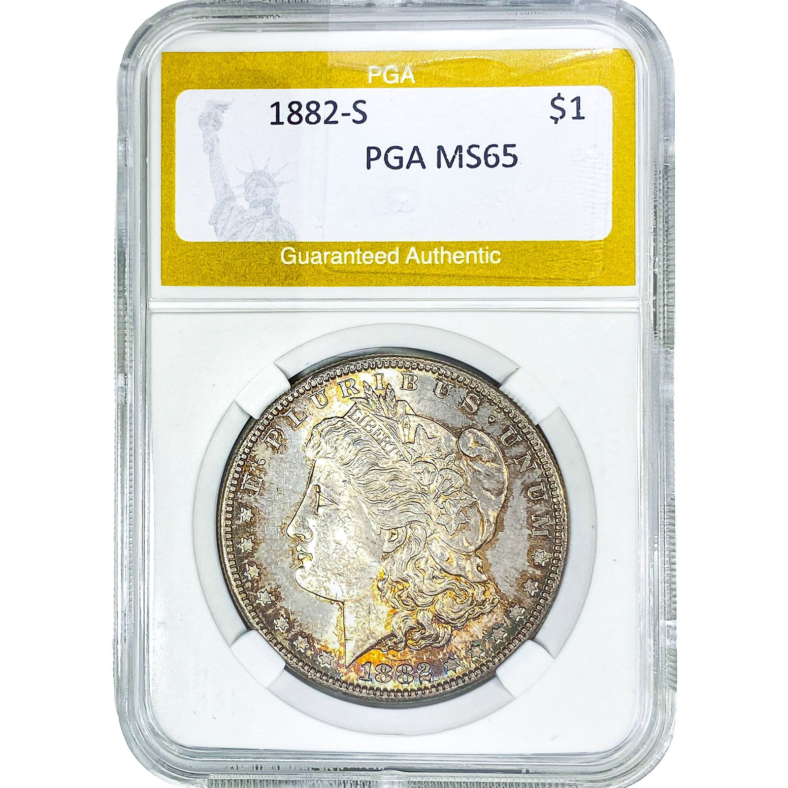 1882-S Morgan Silver Dollar PGA MS65: 1882-S Morgan Silver Dollar PGA MS65