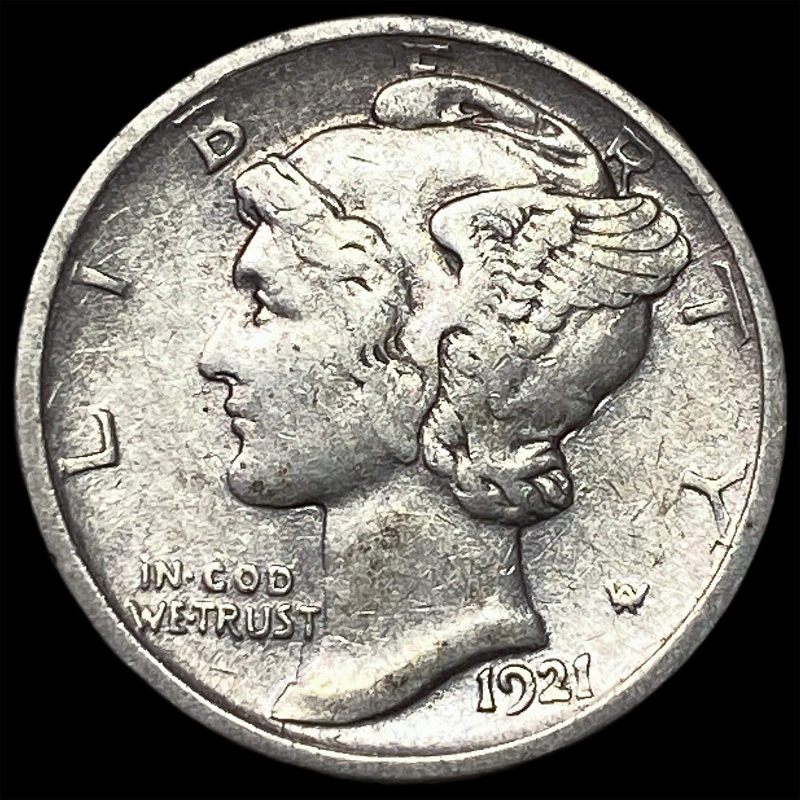 1921-D Silver Mercury Dime LIGHTLY CIRCULATED: 1921-D Silver Mercury Dime LIGHTLY CIRCULATED