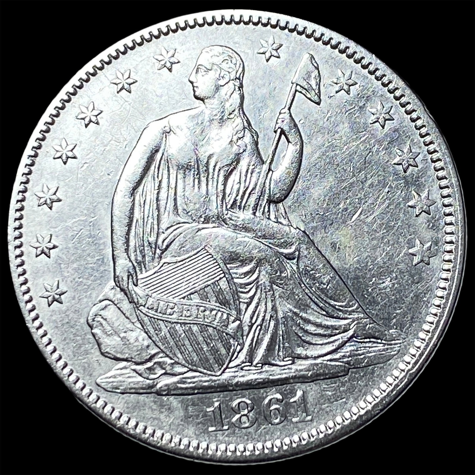 1861 Seated Liberty Half Dollar CHOICE AU: 1861 Seated Liberty Half Dollar CHOICE AU
