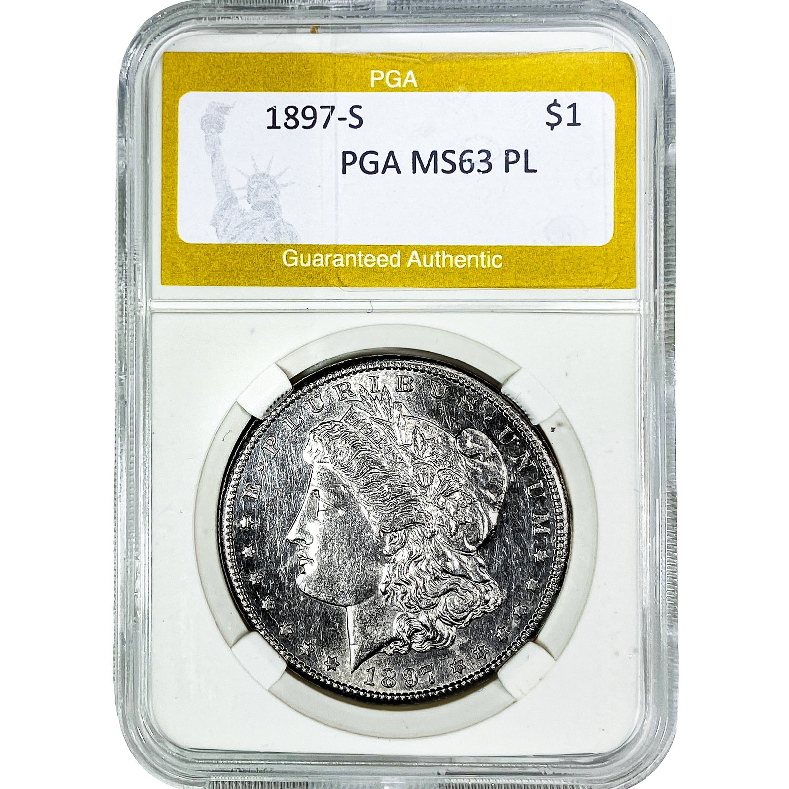 1897-S Morgan Silver Dollar PGA MS63 PL: 1897-S Morgan Silver Dollar PGA MS63 PL