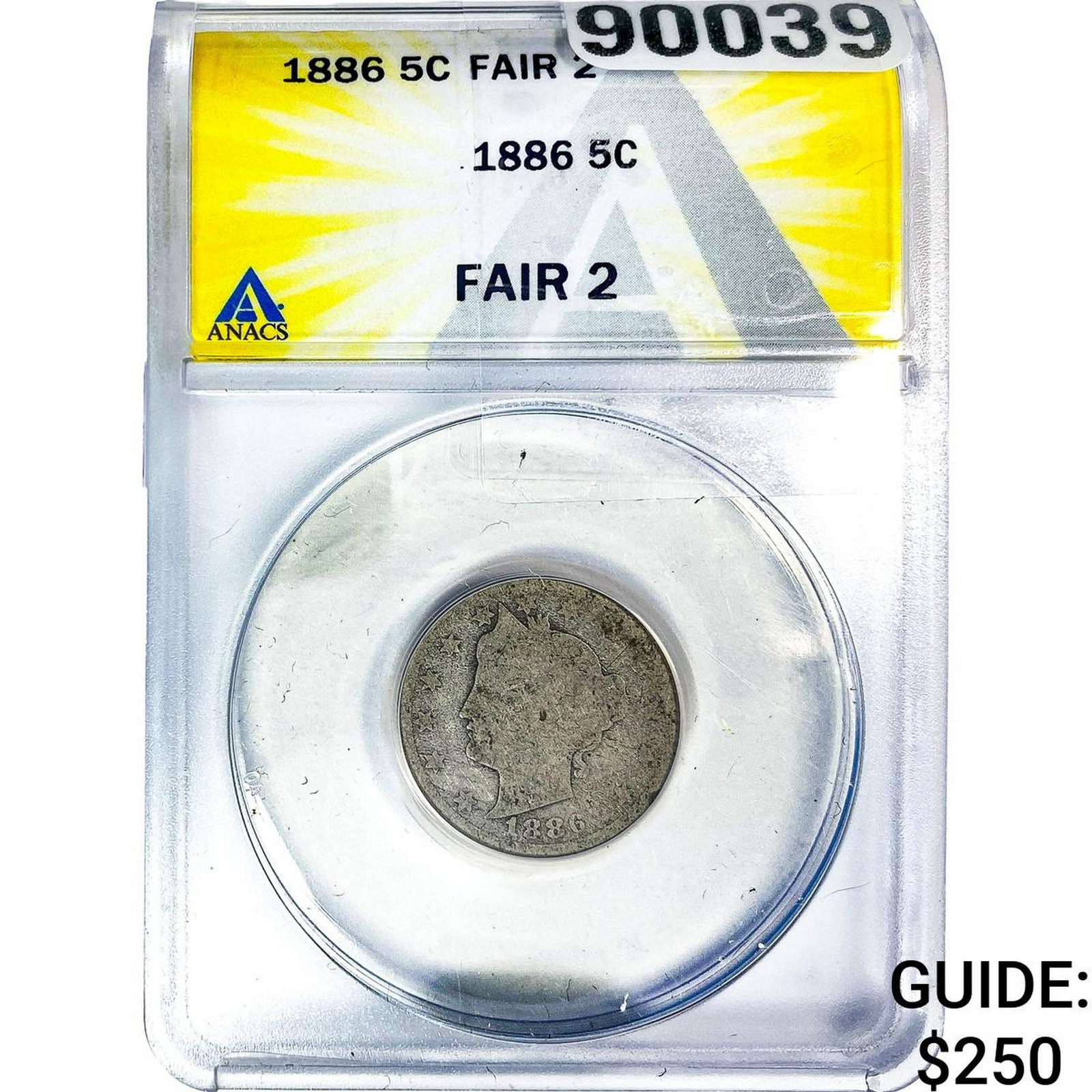 1886 Liberty Victory Nickel ANACS F2: 1886 Liberty Victory Nickel ANACS F2