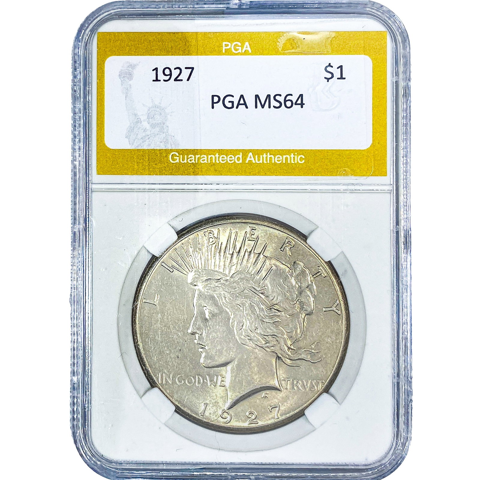 1927 Silver Peace Dollar PGA MS64: 1927 Silver Peace Dollar PGA MS64