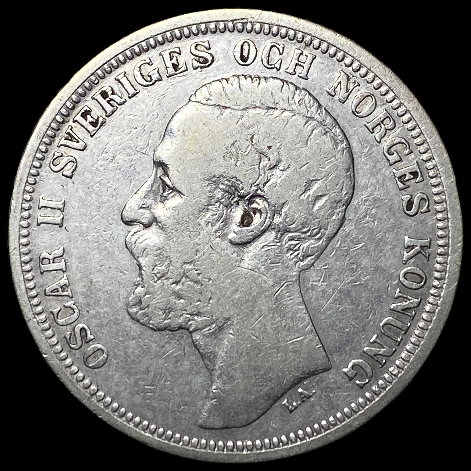 1880 Sweden Silver 2 Kronor UNCIRCULATED: 1880 Sweden Silver 2 Kronor UNCIRCULATED