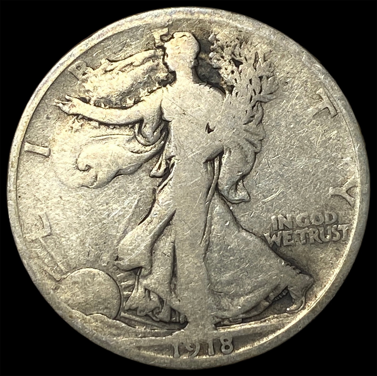 1918-D Silver Walking Liberty Half Dollar LIGHTLY CIRCULATED: 1918-D Silver Walking Liberty Half Dollar LIGHTLY CIRCULATED