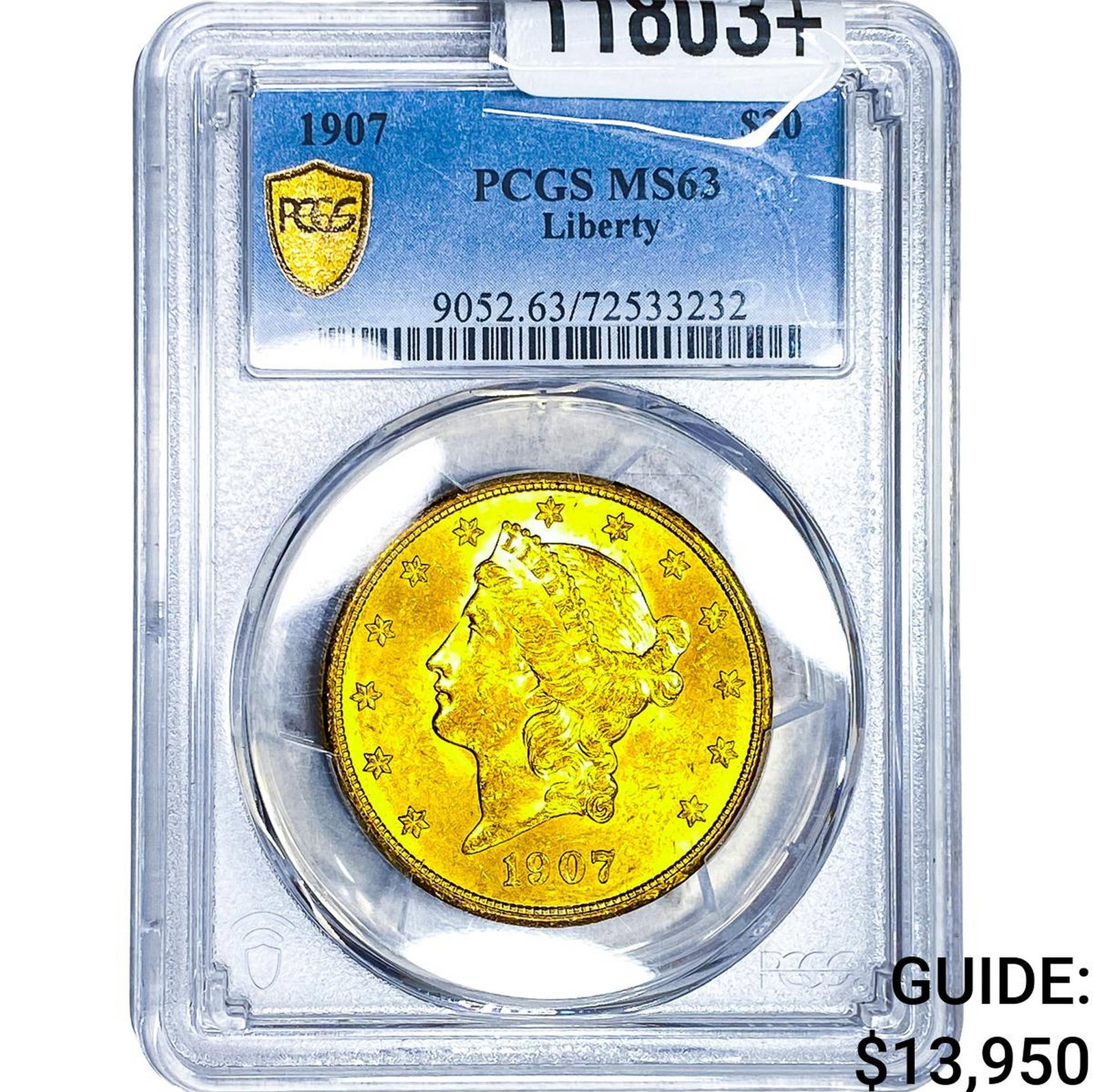 1907 $20 Gold Double Eagle PCGS MS63: 1907 $20 Gold Double Eagle PCGS MS63
