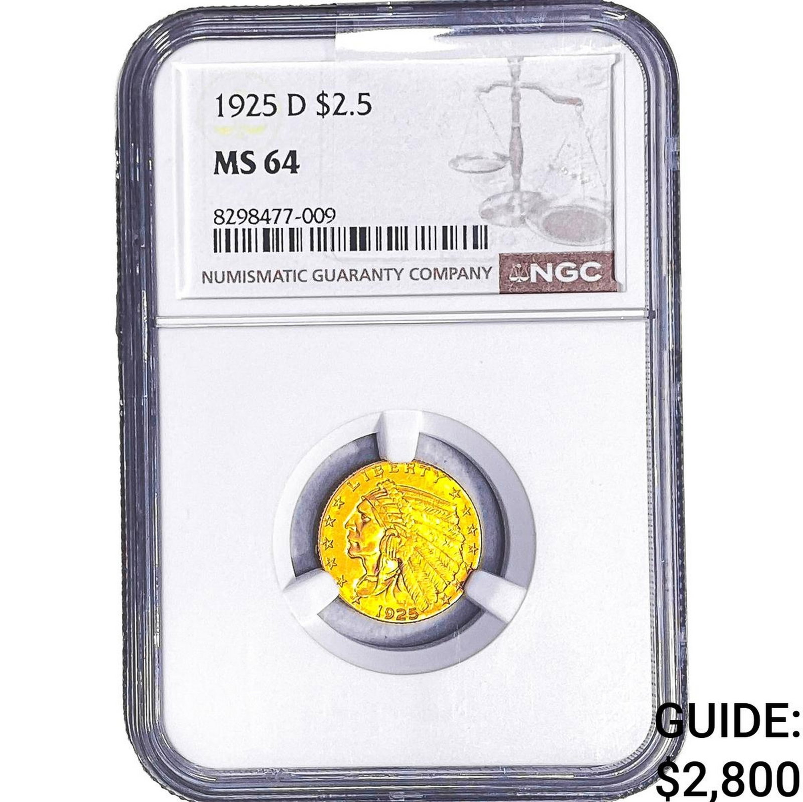 1925-D $2.50 Gold Quarter Eagle NGC MS64 (1 of 2)
