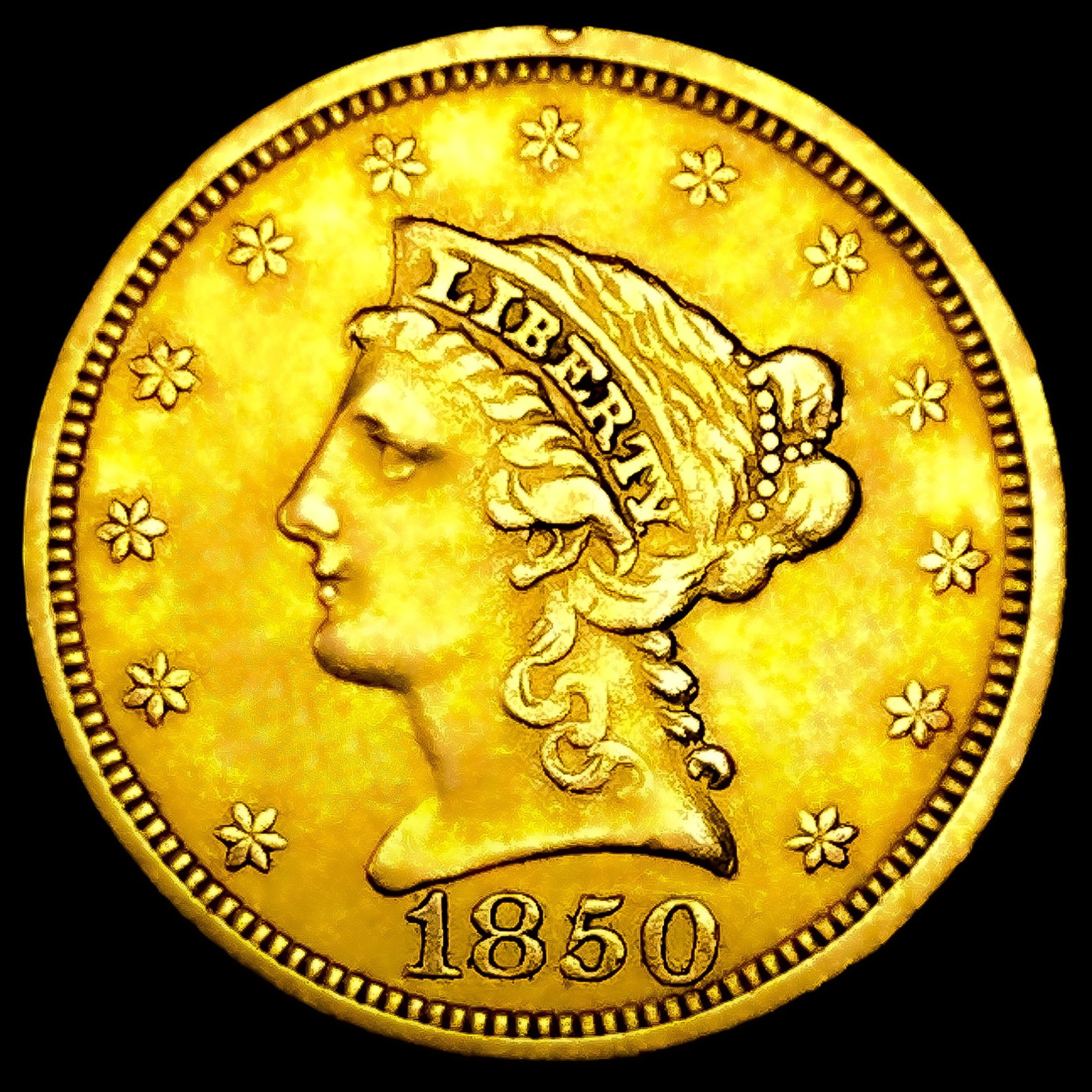 1850 $2.50 Gold Quarter Eagle: 1850 $2.50 Gold Quarter Eagle