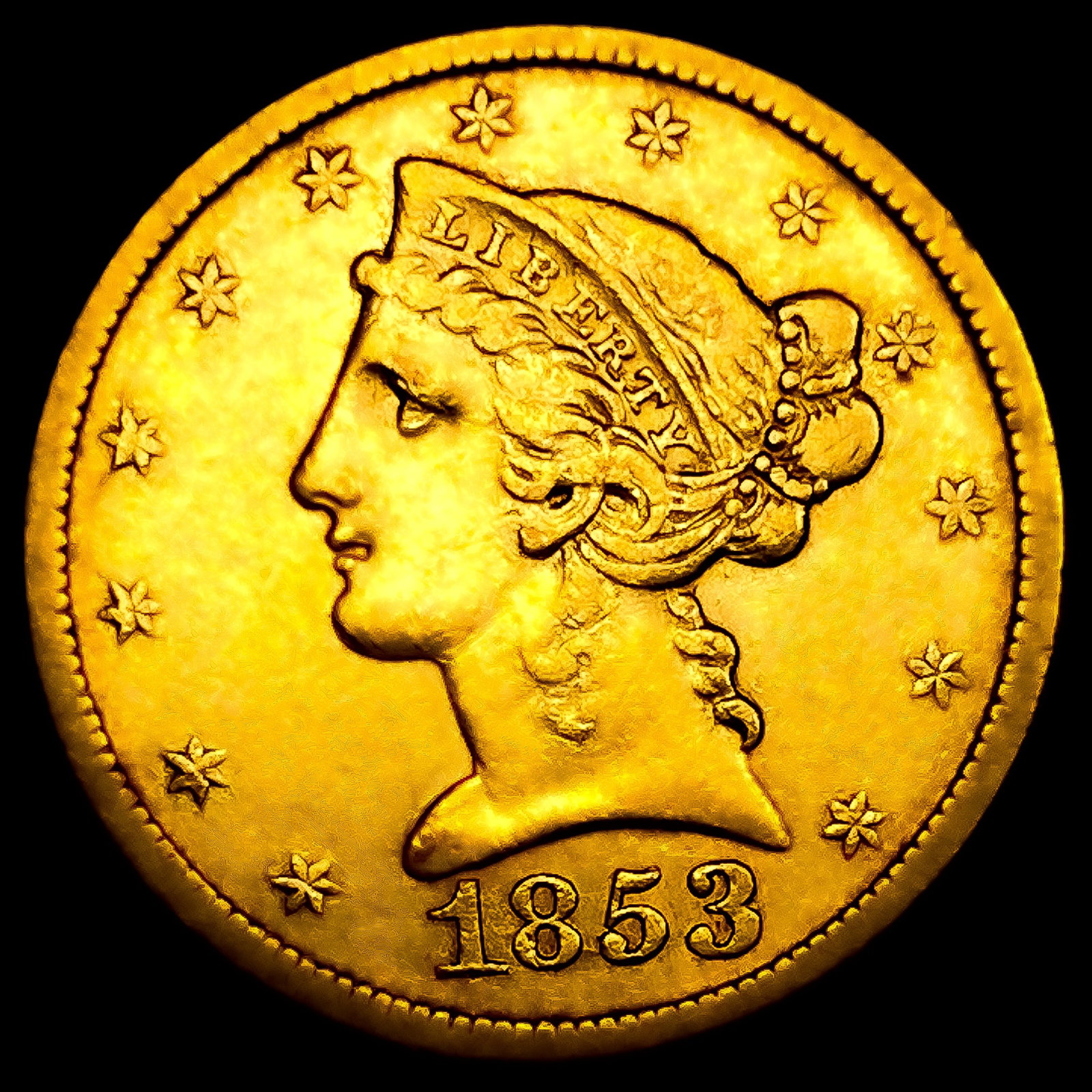 1853 $5 Gold Half Eagle (1 of 2)