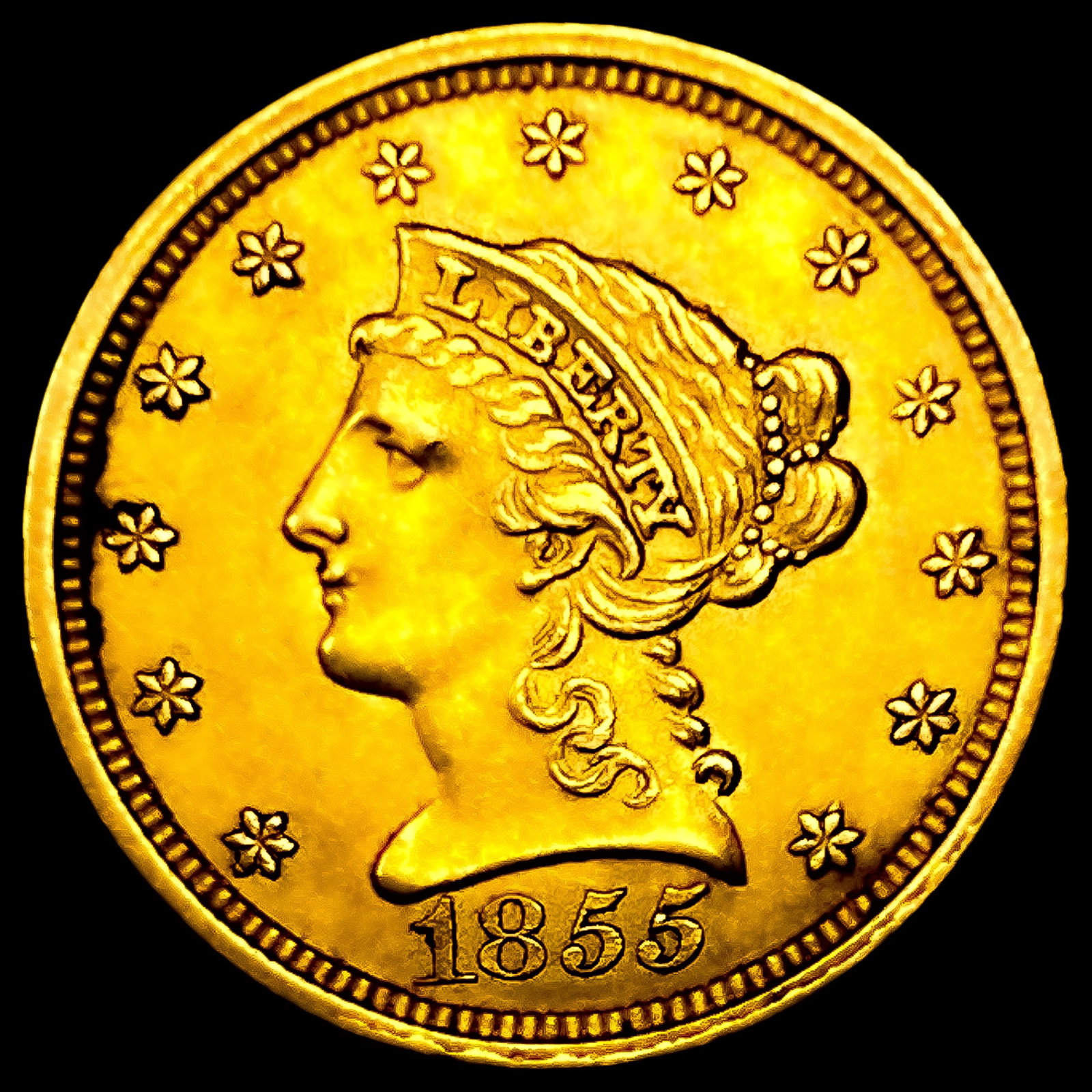 1855 $2.50 Gold Quarter Eagle: 1855 $2.50 Gold Quarter Eagle