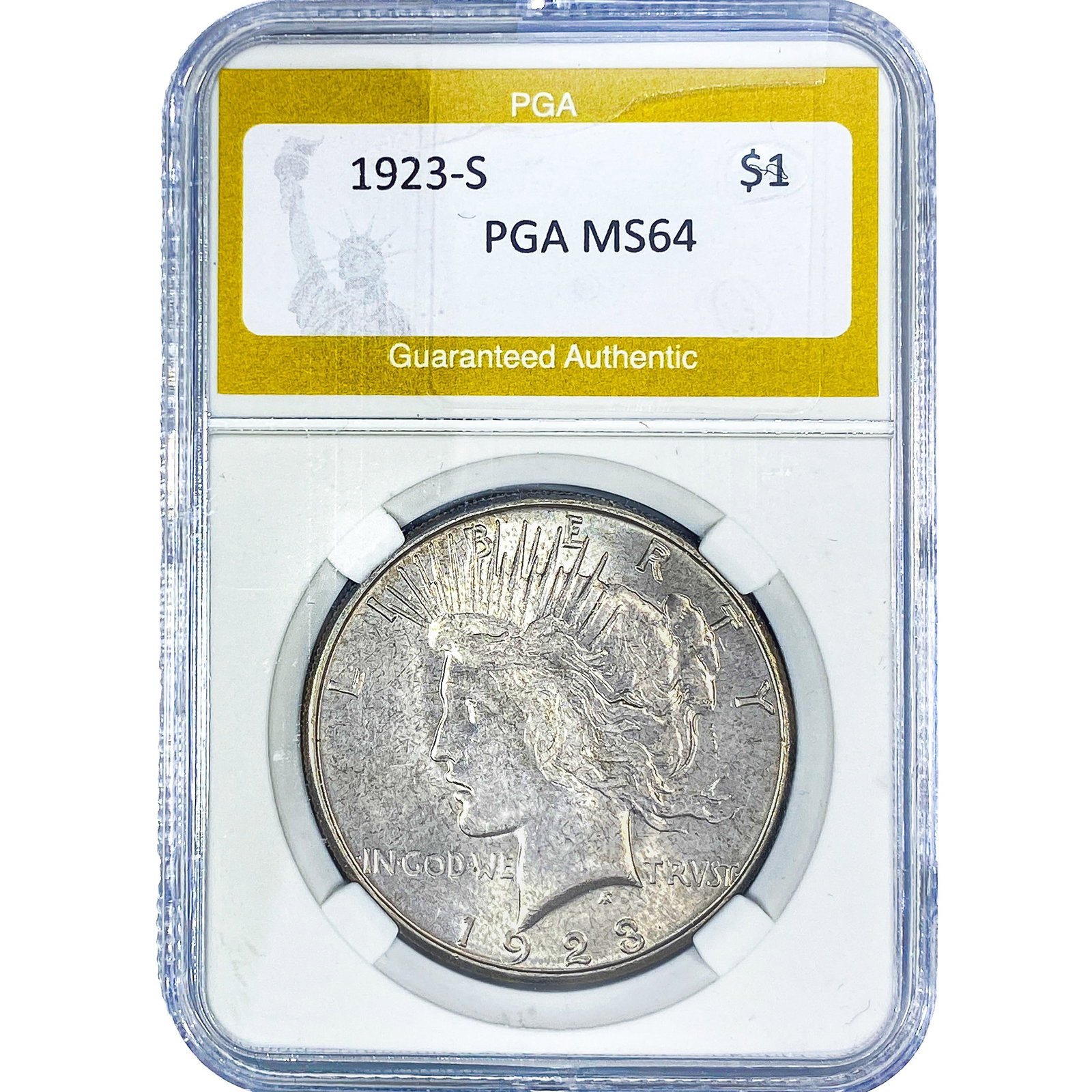 1923-S Silver Peace Dollar PGA MS64: 1923-S Silver Peace Dollar PGA MS64