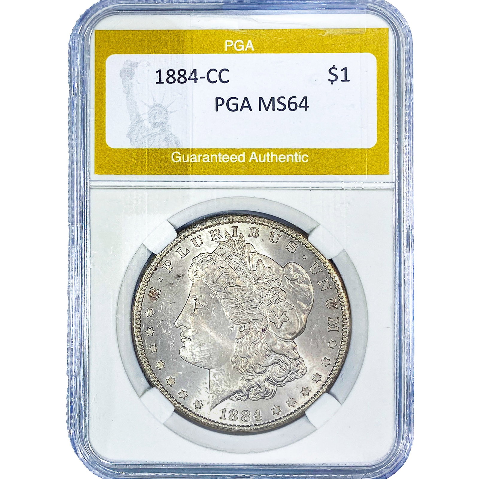 1884-CC Morgan Silver Dollar PGA MS64: 1884-CC Morgan Silver Dollar PGA MS64