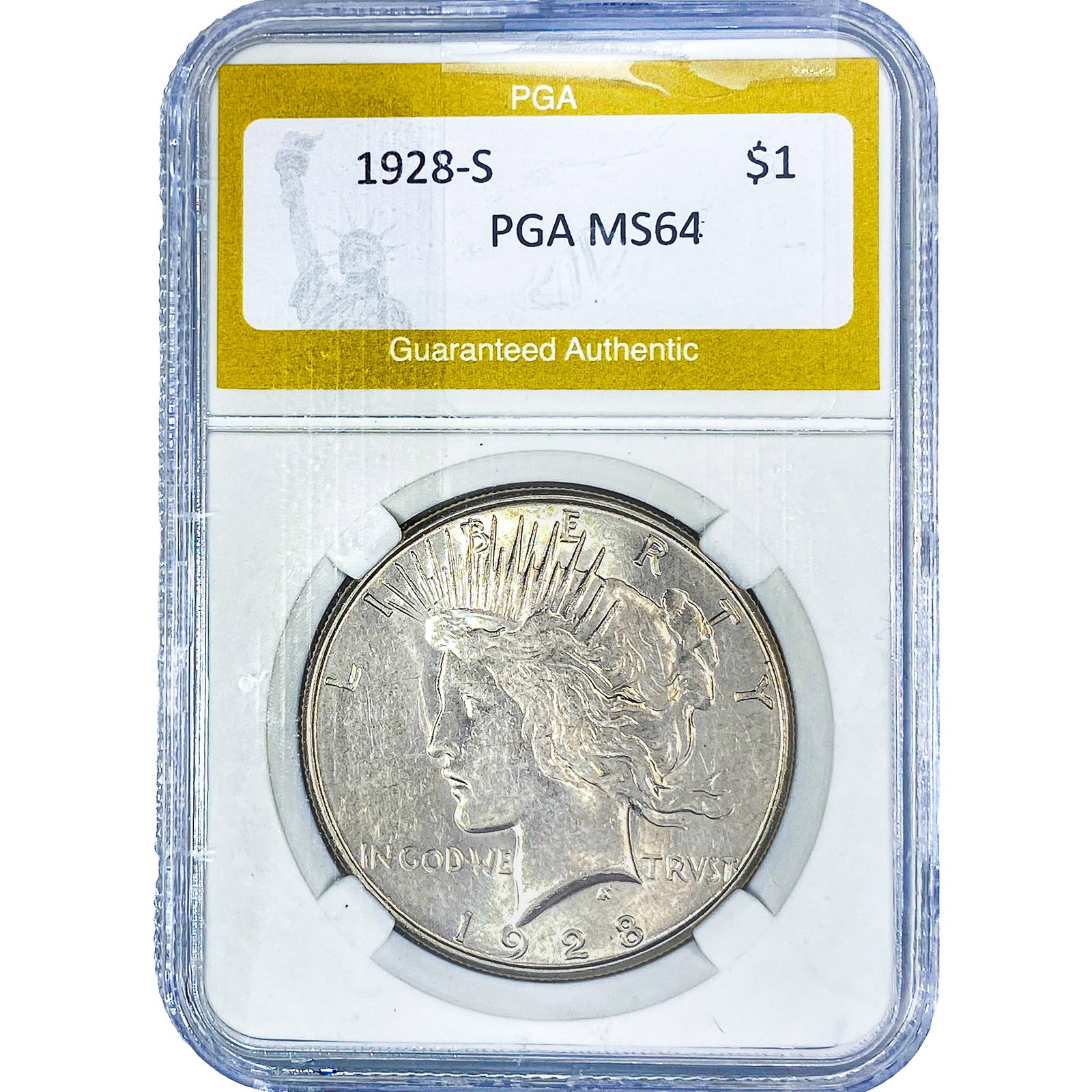 1928-S Silver Peace Dollar PGA MS64: 1928-S Silver Peace Dollar PGA MS64