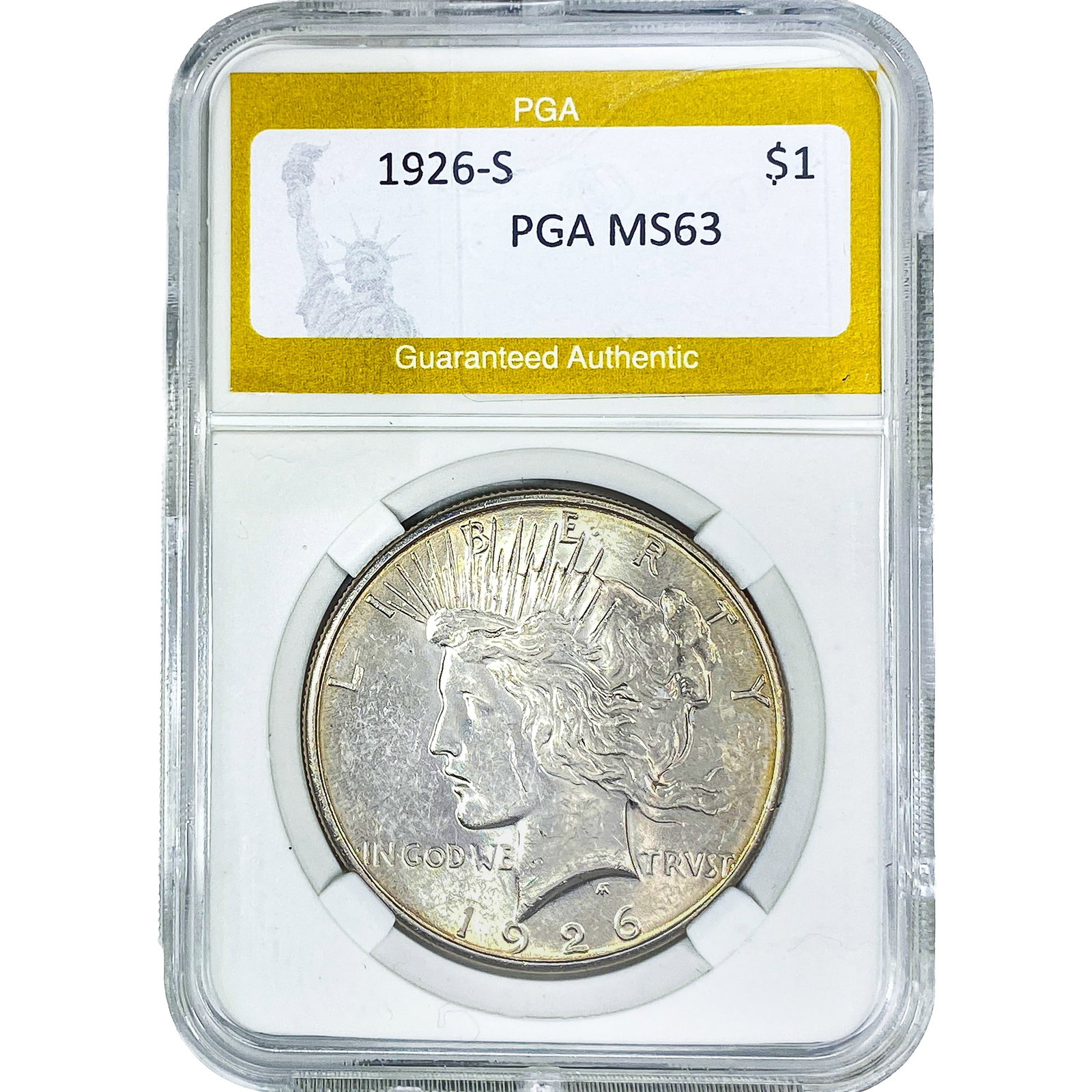 1926-S Silver Peace Dollar PGA MS63: 1926-S Silver Peace Dollar PGA MS63