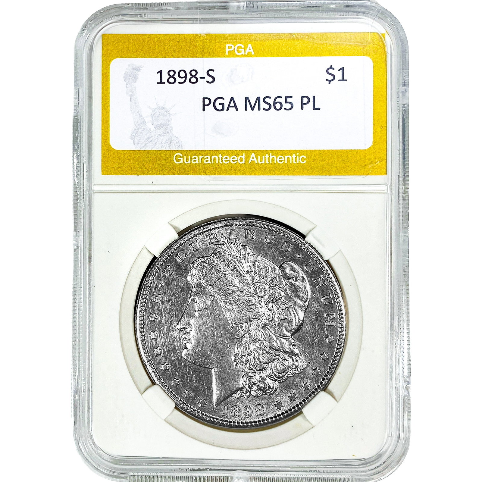 1898-S Morgan Silver Dollar PGA MS65 PL: 1898-S Morgan Silver Dollar PGA MS65 PL
