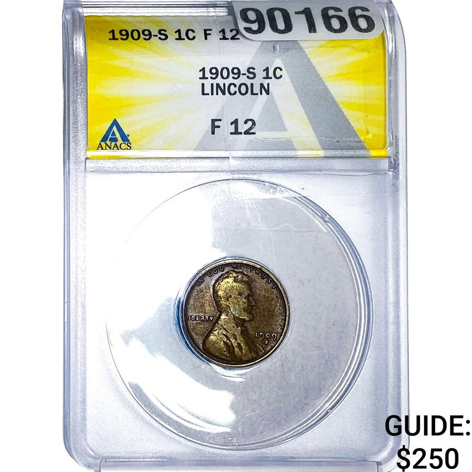 1909-S Wheat Cent ANACS F12: 1909-S Wheat Cent ANACS F12