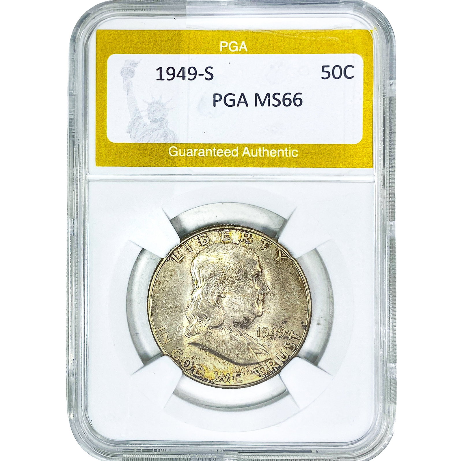 1949-S Franklin Half Dollar PGA MS66: 1949-S Franklin Half Dollar PGA MS66