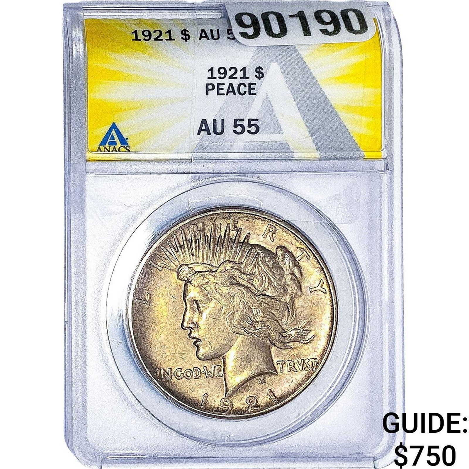 1921 Silver Peace Dollar ANACS AU55: 1921 Silver Peace Dollar ANACS AU55