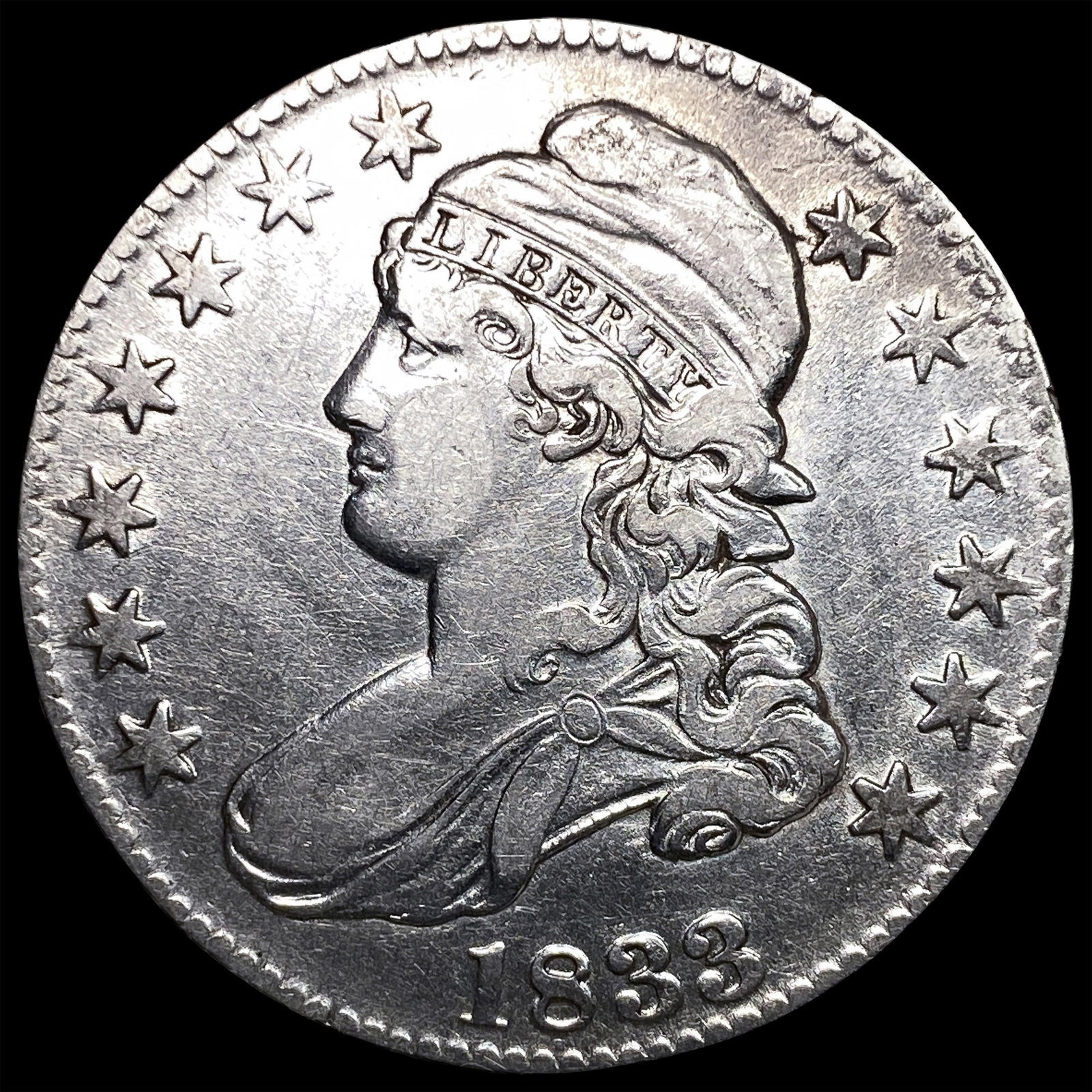 1833 Capped Bust Half Dollar CLOSELY UNCIRCULATED: 1833 Capped Bust Half Dollar CLOSELY UNCIRCULATED