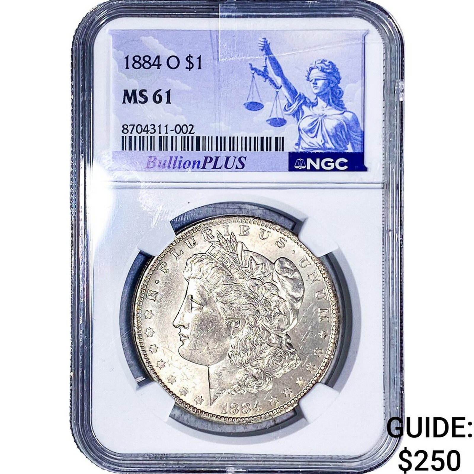 1884-O Morgan Silver Dollar NGC MS61: 1884-O Morgan Silver Dollar NGC MS61