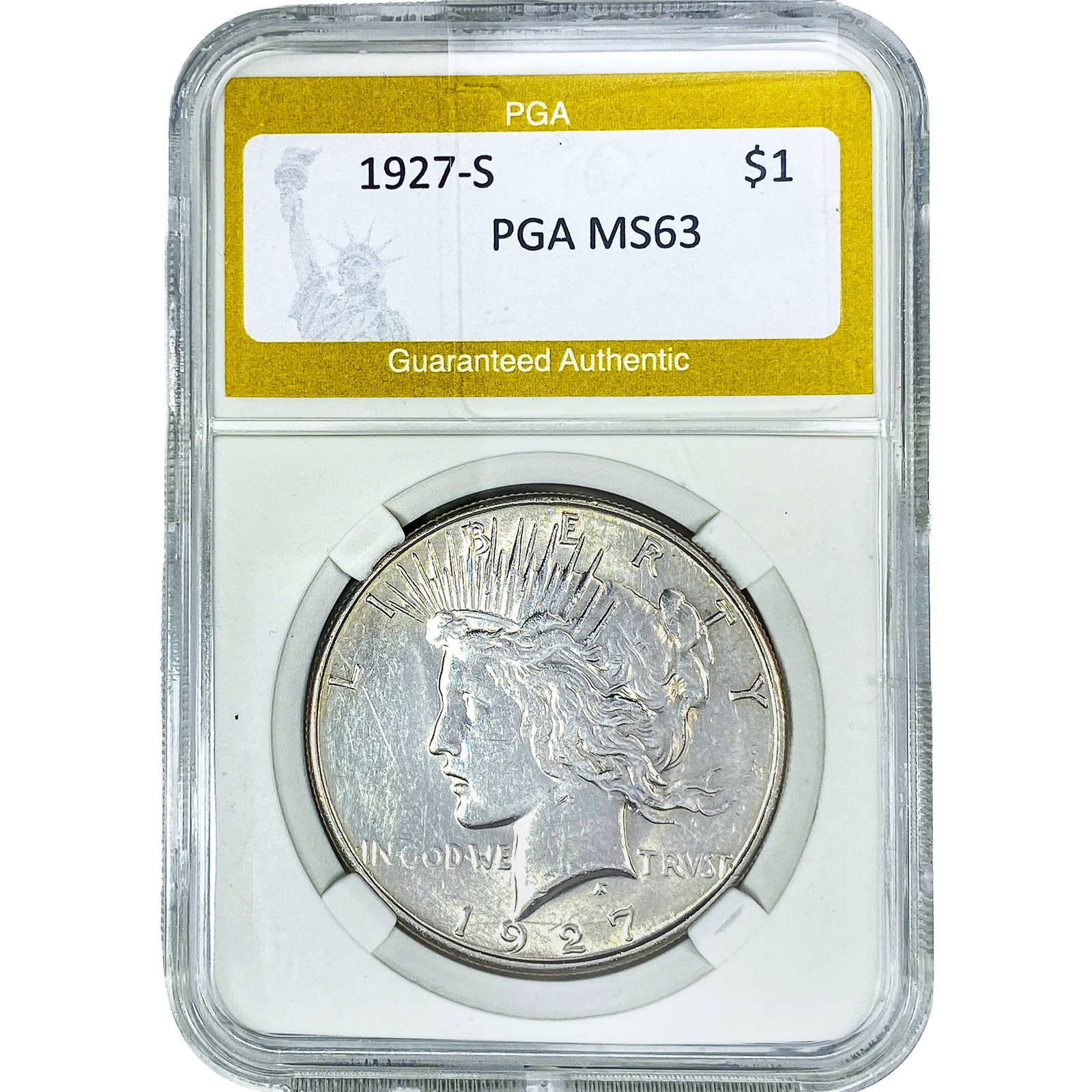 1927-S Morgan Silver Dollar PGA MS63: 1927-S Morgan Silver Dollar PGA MS63
